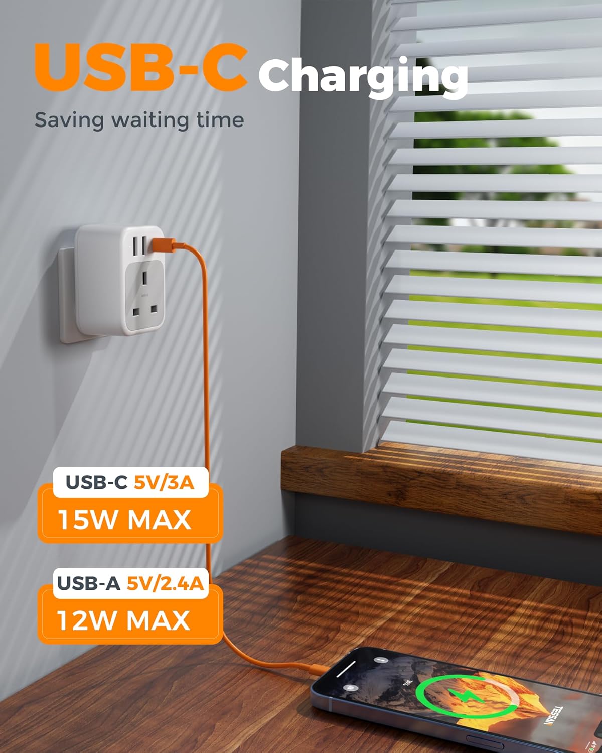 Thumbnail 3 de TESSAN India Travel Adapter UK to India with 2 USB 🔌