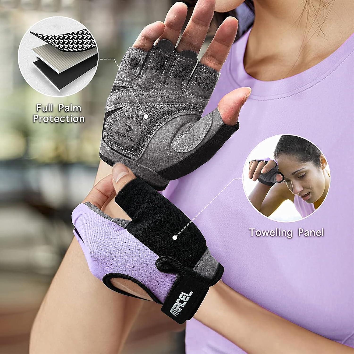 Detalle 2 de ATERCEL Weight Lifting Gloves Full Palm Protection