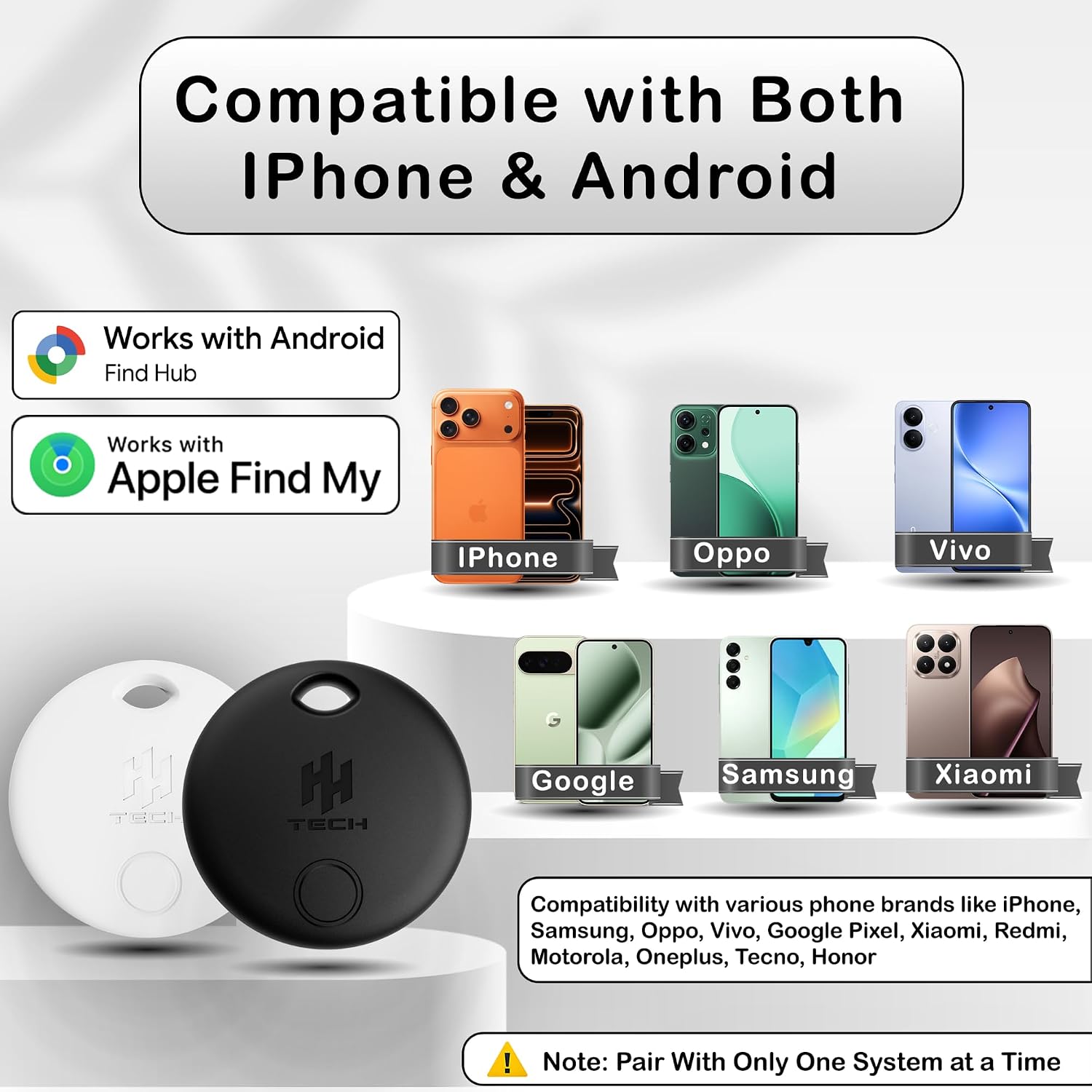 Detalle de HH-Tech Dual-System Smart Tracker Tags: Practical dual-network item finder for iOS and Android