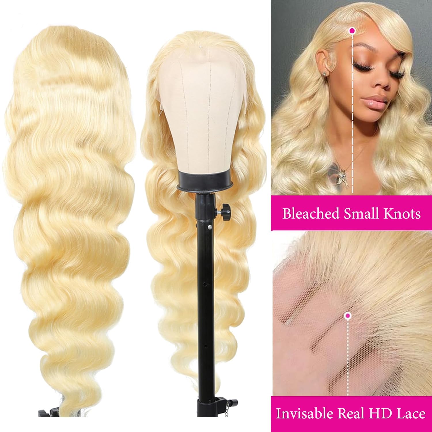 Detalle 2 de PUHPUH 30 Inch 613 Lace Front Wig