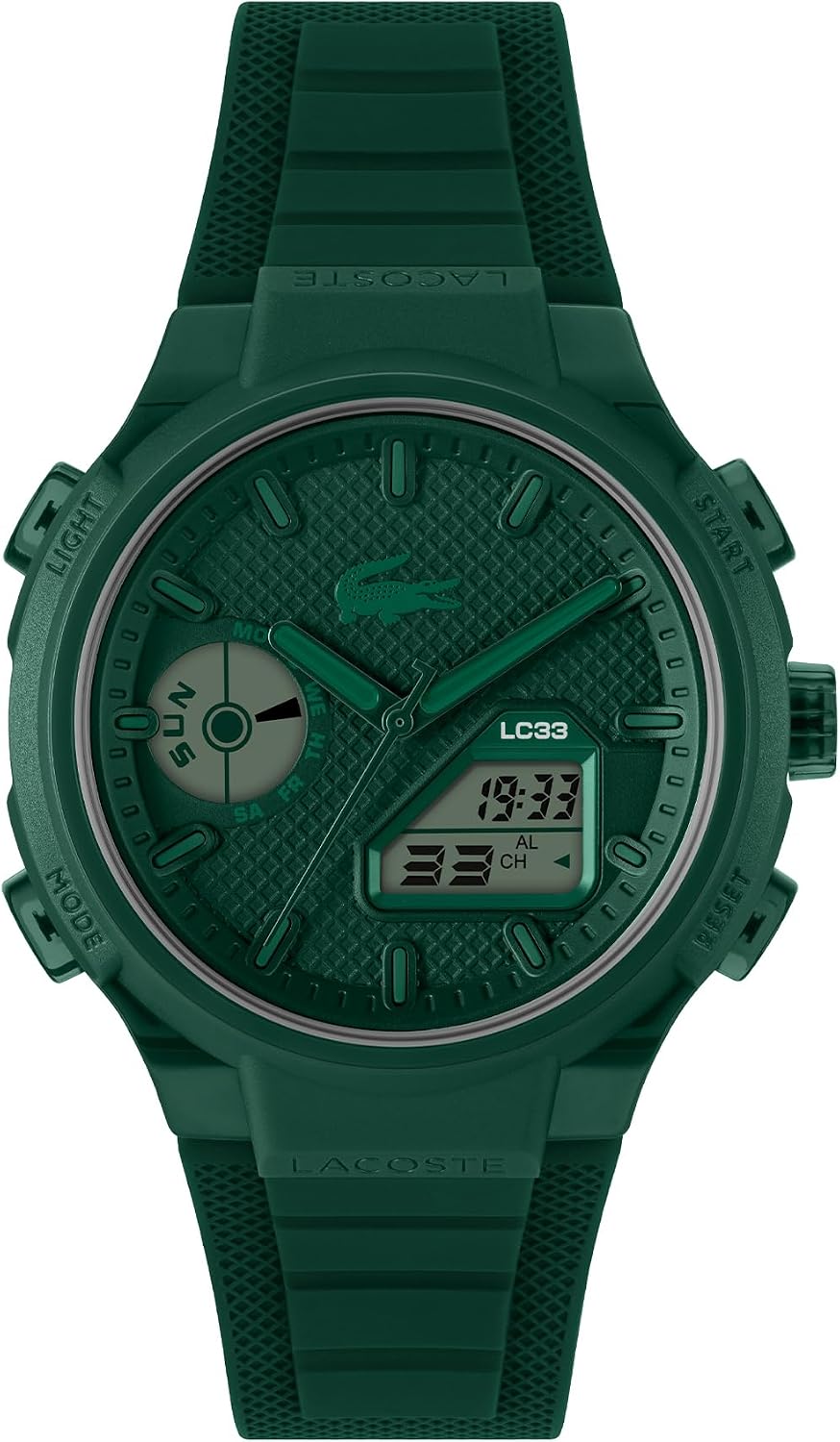 Detalle de Lacoste LC33 Montre quartz hybride pour homme – cadran vert et bracelet silicone