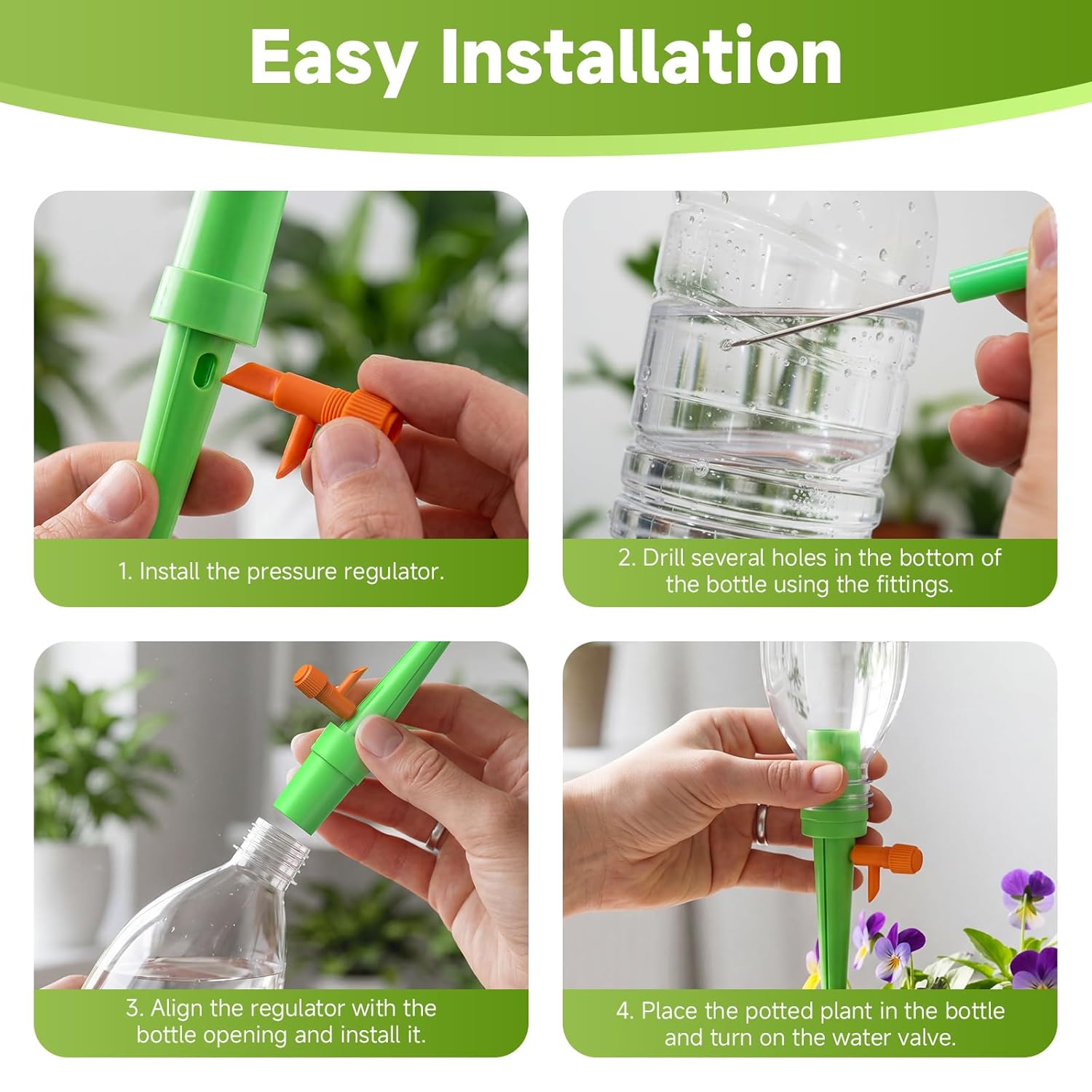 Detalle de Irrigazione automatica: set di 15 sistemi per balcone e piante d'appartamento (arancione e verde)