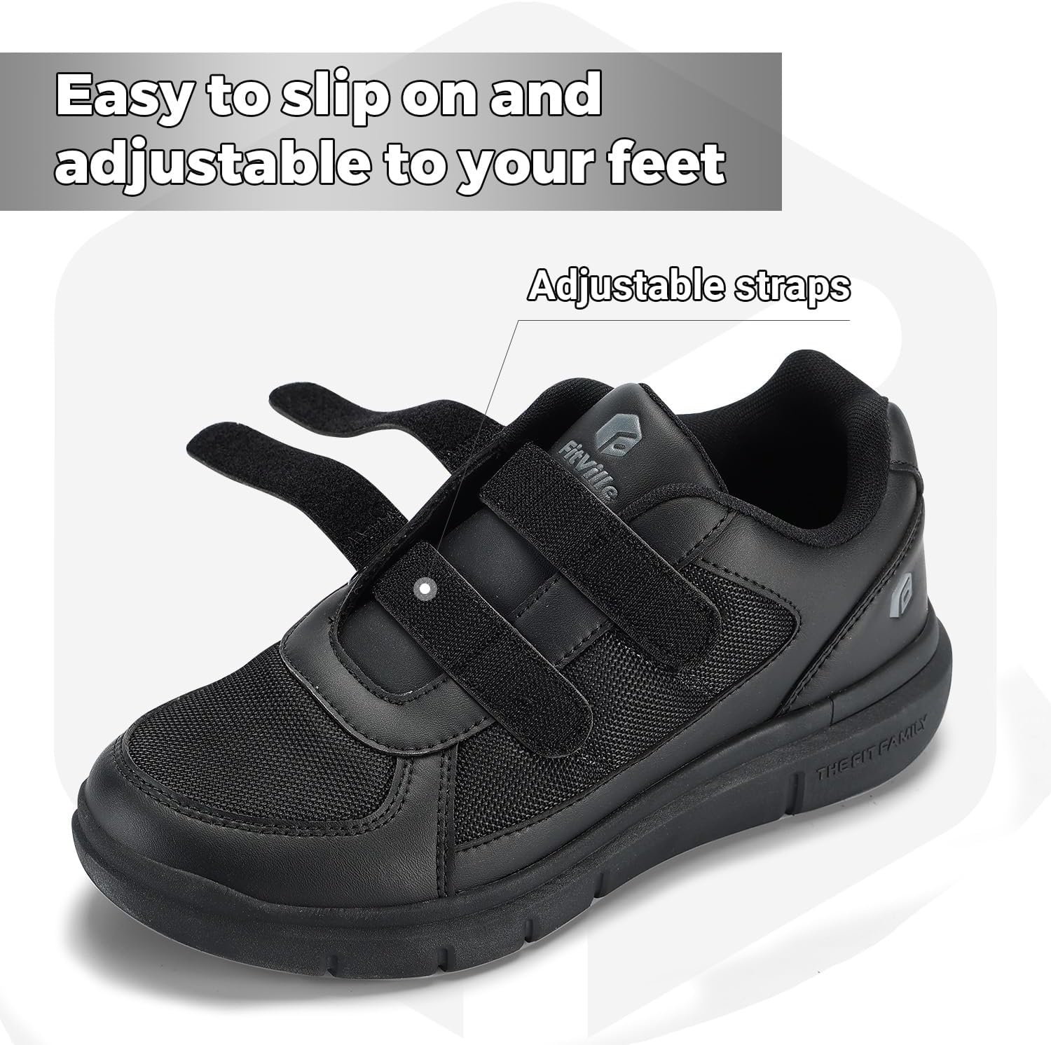 Detalle de FitVille Men's Diabetic Shoes: Extra Wide, Neuropathy Relief with Adjustable Straps