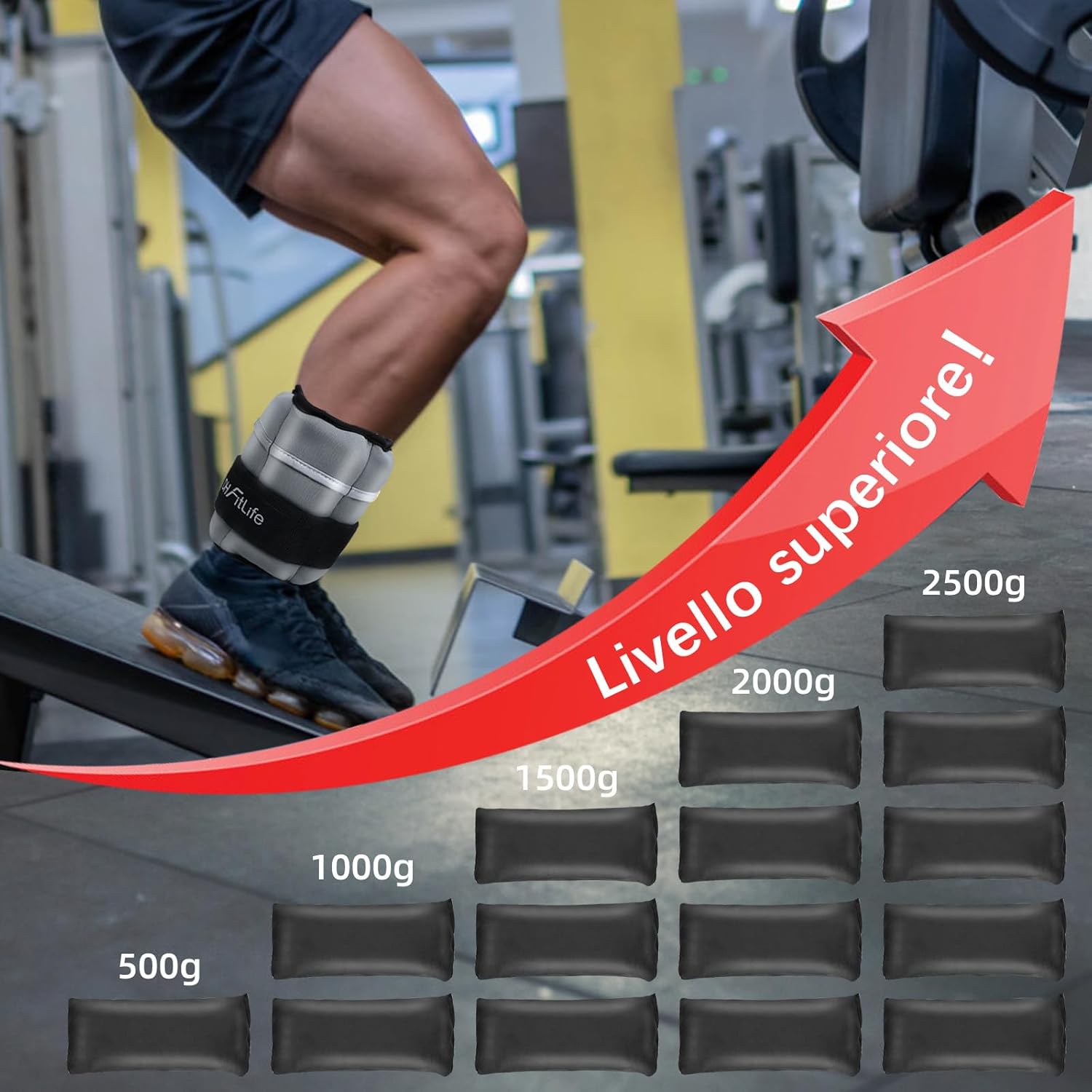 Thumbnail 3 de DH FitLife Set di cavigliere con pesi regolabili per gambe – 2 x 2,5 kg o 2 x 4,5 kg