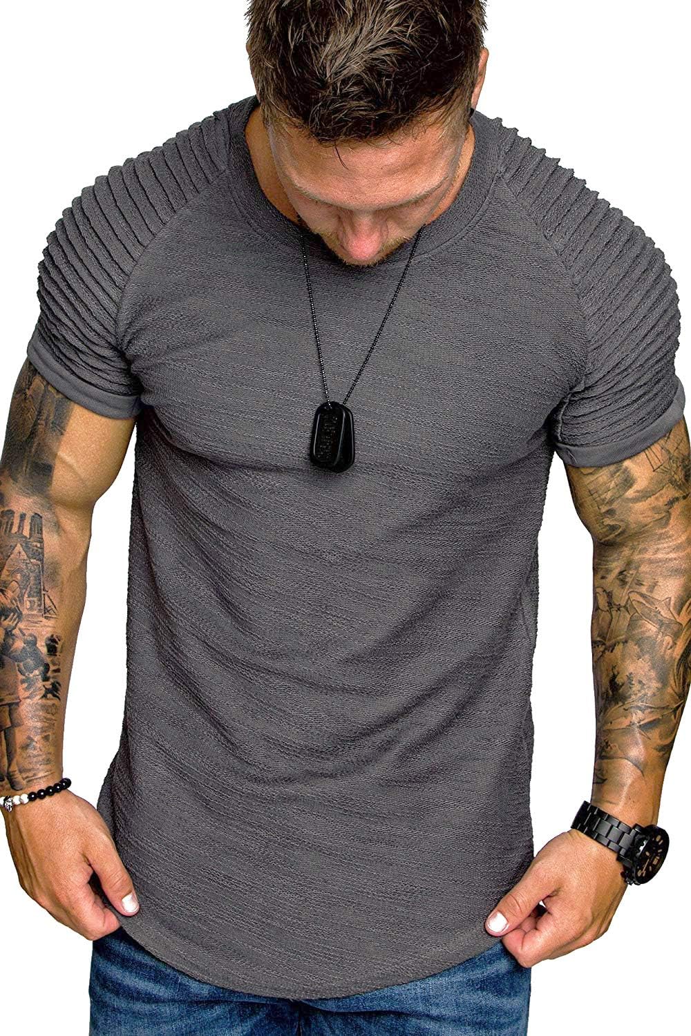 Detalle 2 de COOFANDY muscle t-shirt with pleated raglan