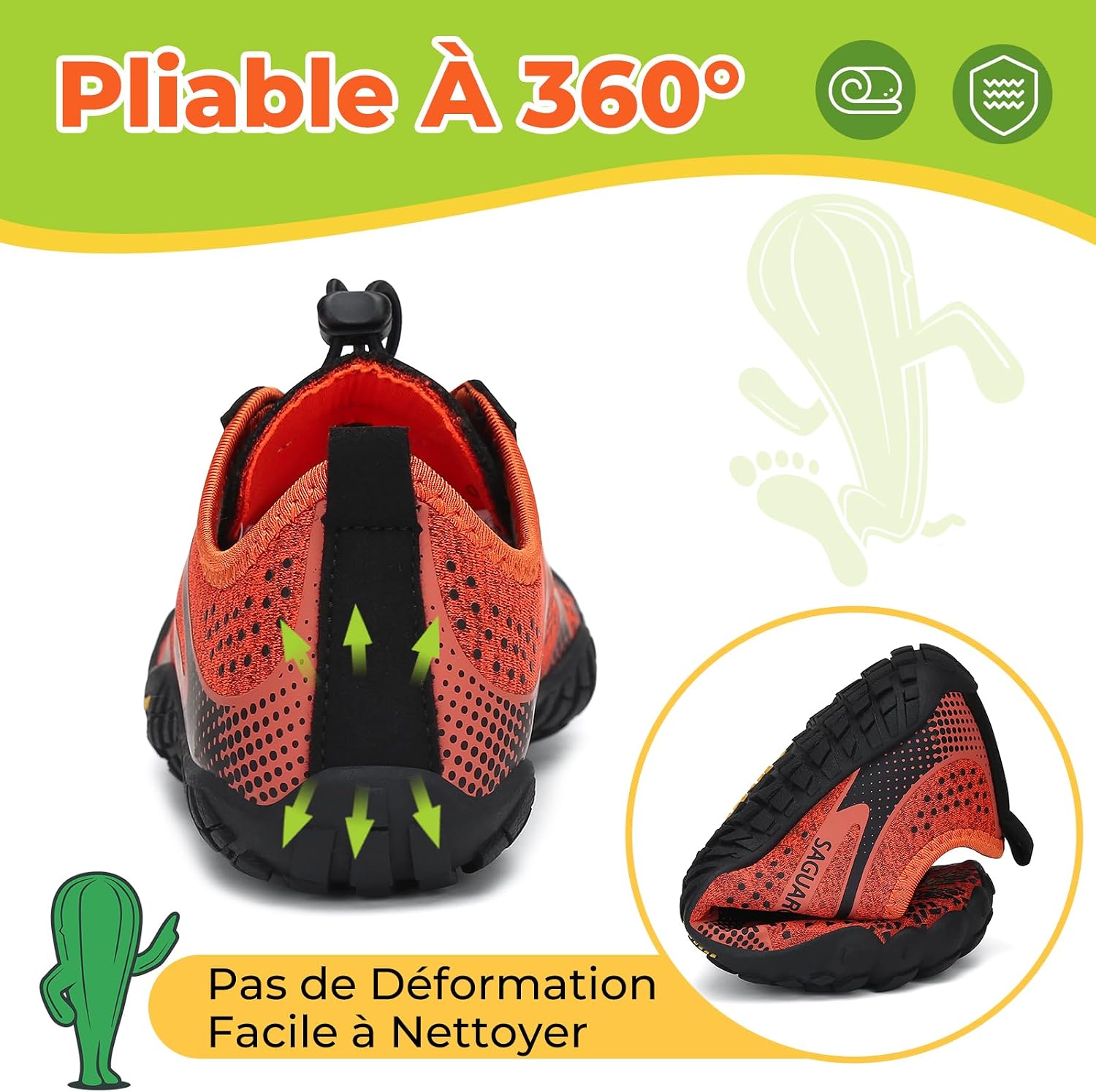 Detalle 2 de SAGUARO Chaussures barefoot enfant 360° pliables