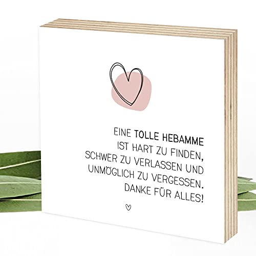 Detalle de Wunderpixel Holzbild Tolle Hebamme – Danke für Alles, 15x15x2 cm