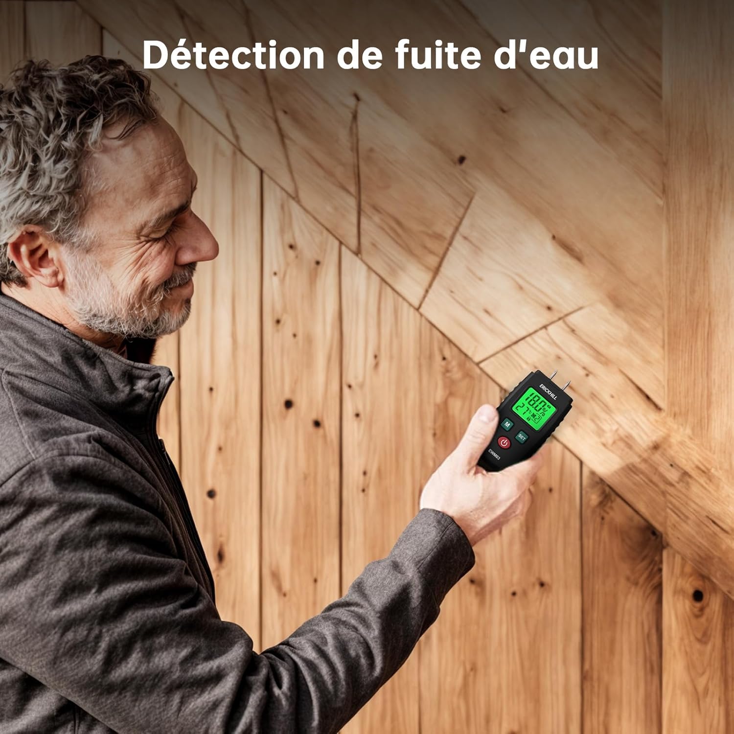 Thumbnail 2 de Testeur d'Humidité ERICKHILL EWM03 – Détecteur précis pour bois et matériaux de construction