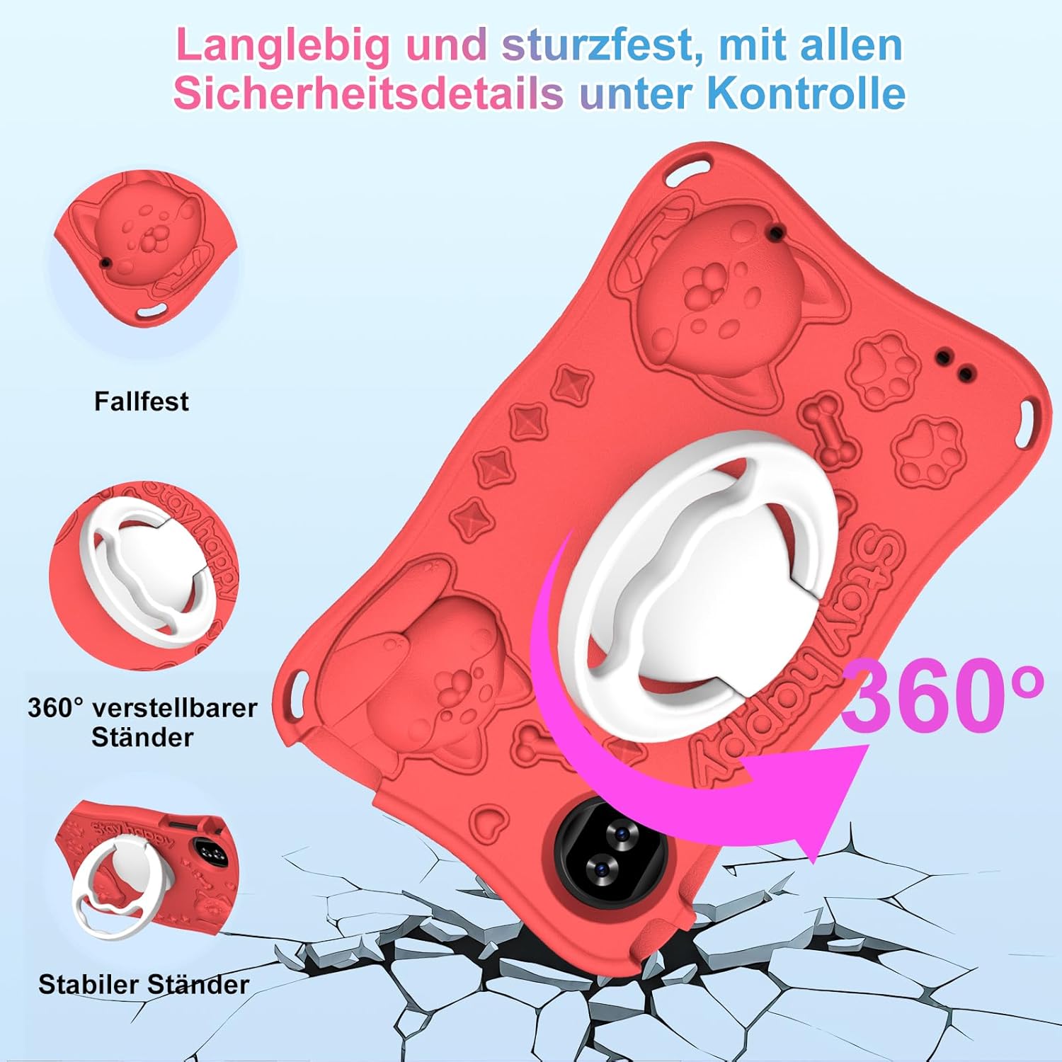 Thumbnail 6 de SUAAT Kinder Tablet 9 Zoll – Android 15, Octa-Core, 12/30GB Speicher, TF bis 2TB, 5G WLAN, Face ID, Kindersicherung, EVA Case Rot