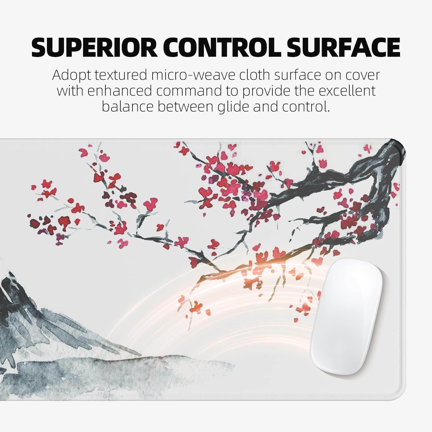 Thumbnail 3 de EFISH Japanese Cherry Blossom White Extended XL Mouse Pad (31.5 × 11.8 inches)