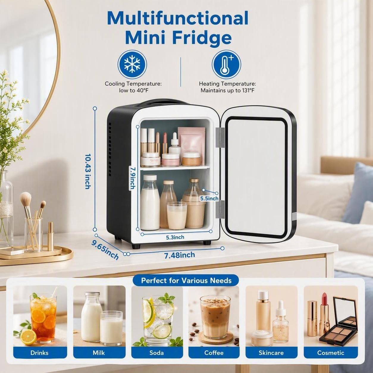Detalle 1 de Kismile LY2504L2 4L Mini Fridge with AC/DC Power and Removable Shelf