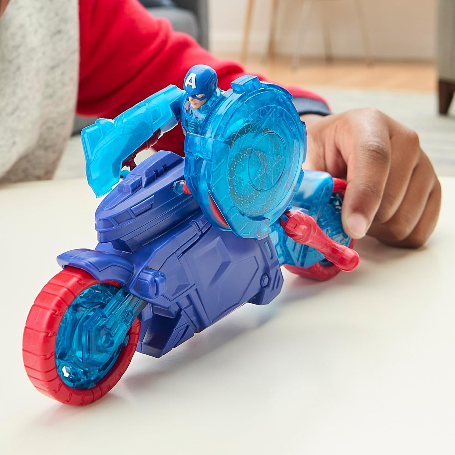 Thumbnail 5 de Marvel Avengers Epic World of Action Captain America Bike Set mit Schild-Abschuss, Figur & Spielzeug-Motorrad