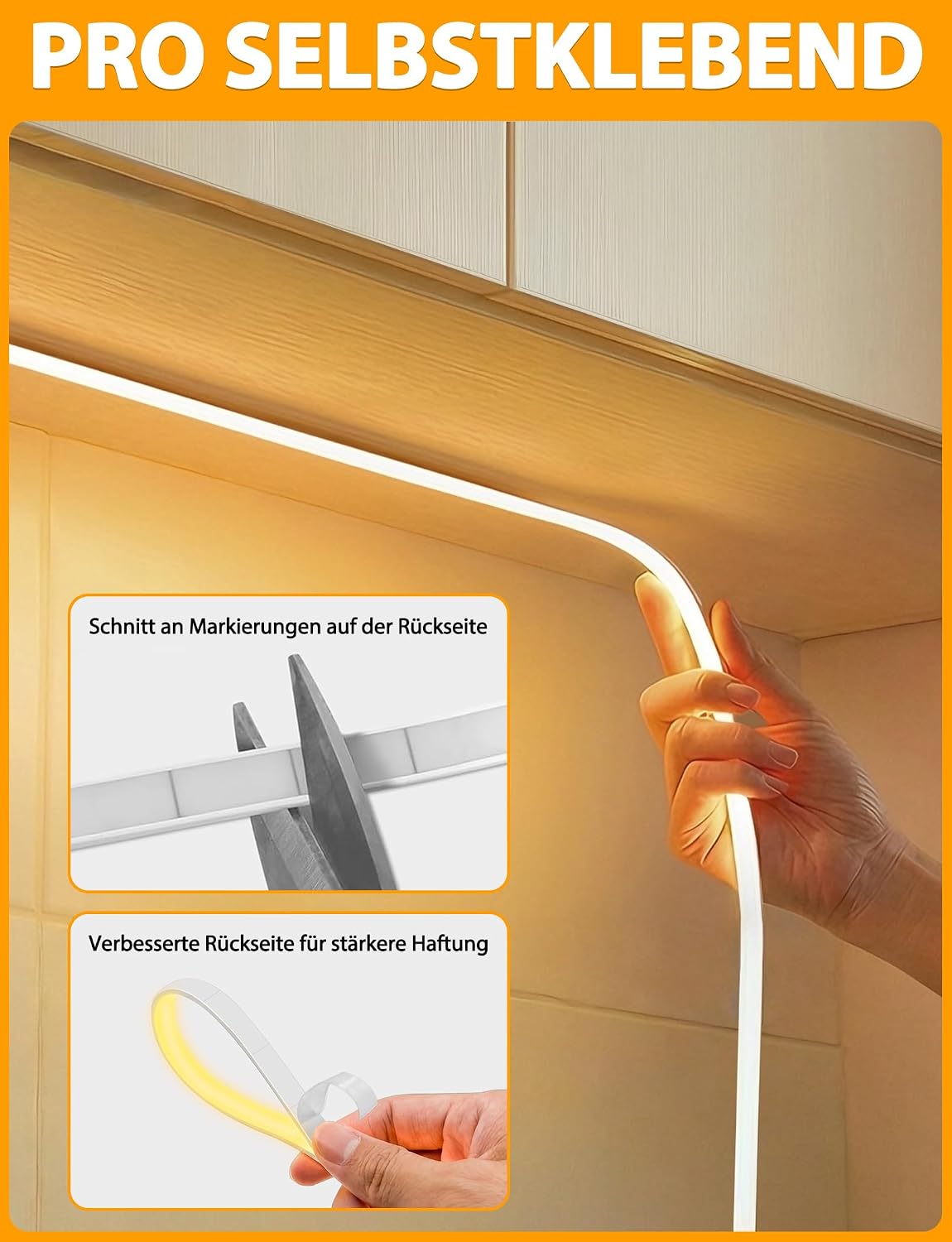 Detalle de Lamomo COB LED-Streifen warmweiß dimmbar 5 m mit Fernbedienung (IP65, 10 mm breit, CRI90+)