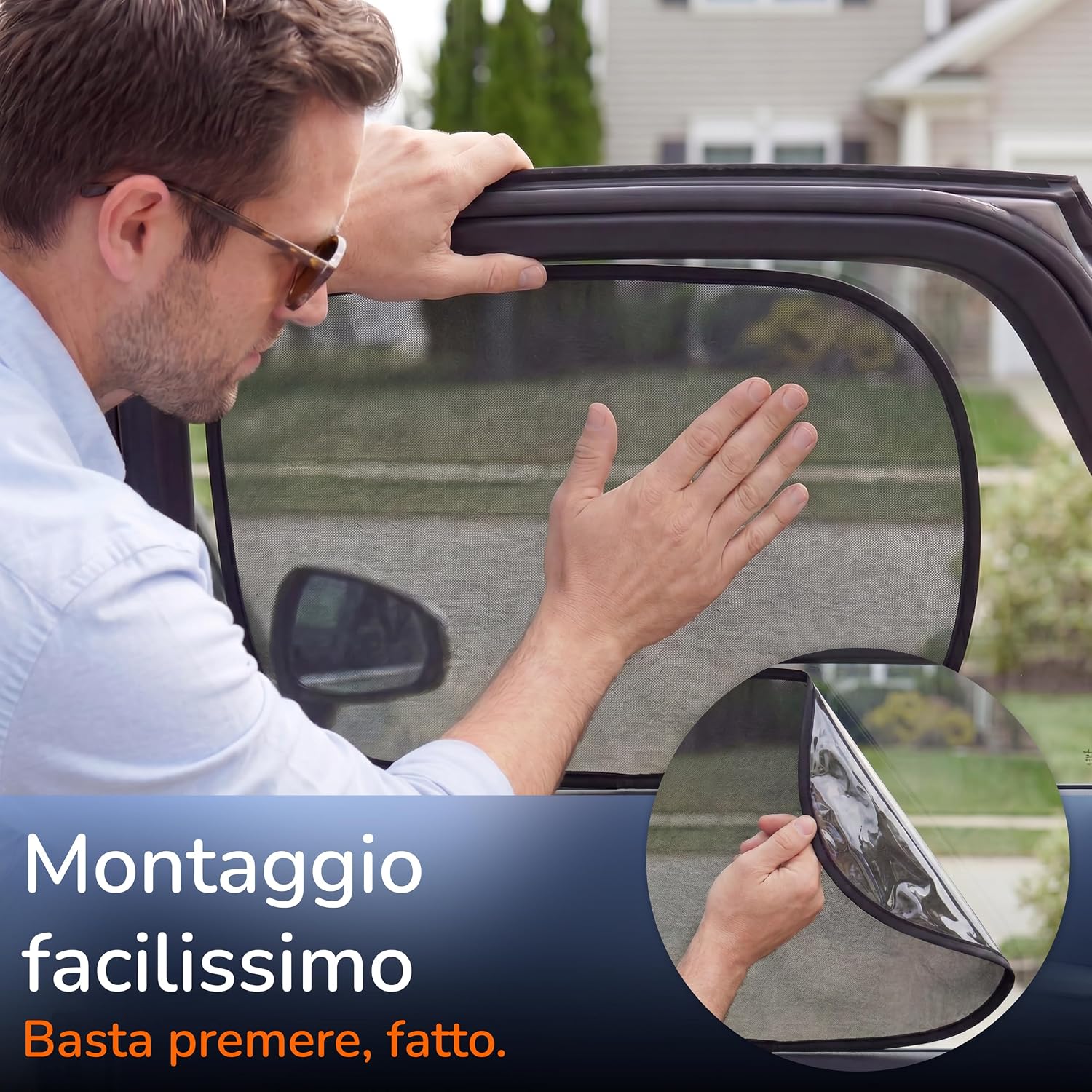Detalle 2 de Upgrade4cars 2 x Parasole Auto per Bambini con Protezione UV – Pellicola Sottile Autoadesiva per Finestrini Laterali