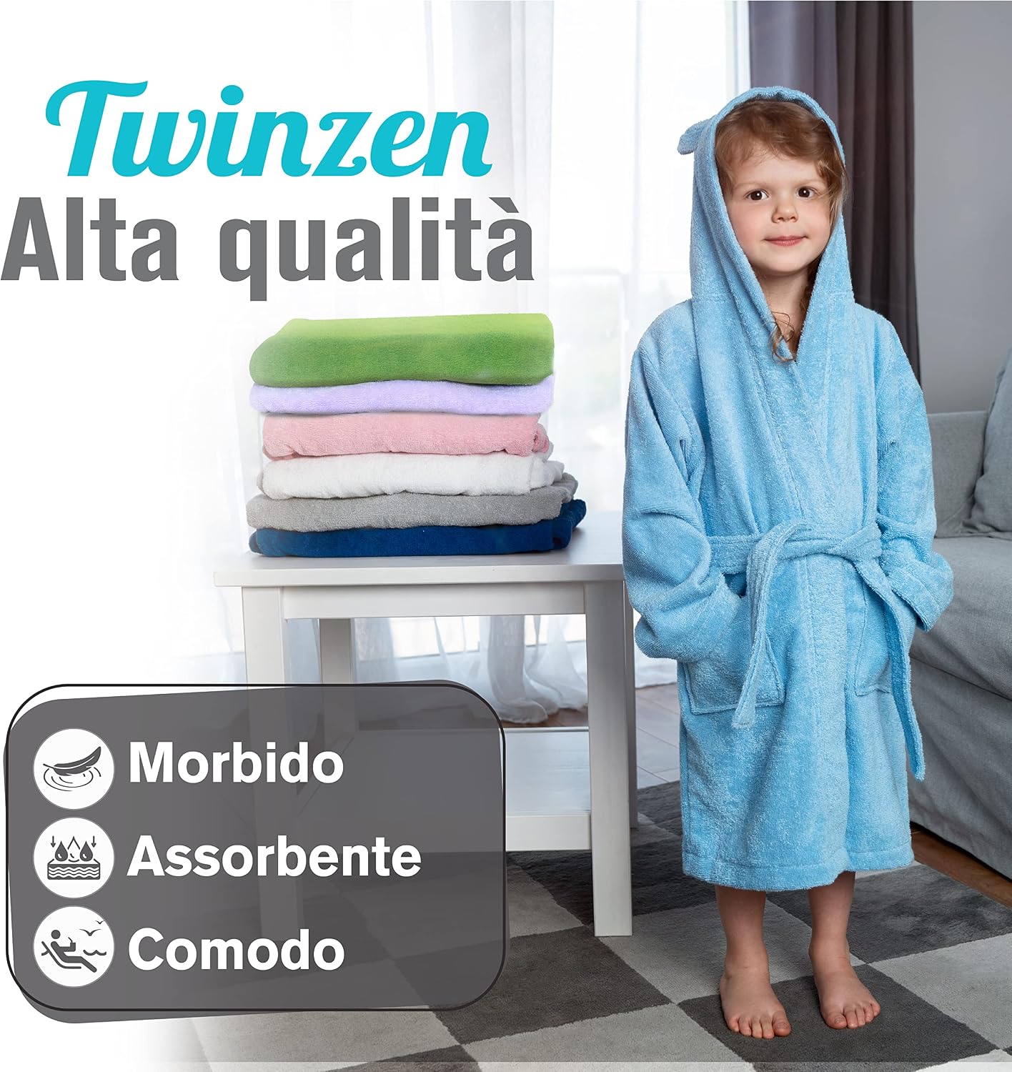Detalle 2 de Twinzen Accappatoio Bambini 100% cotone