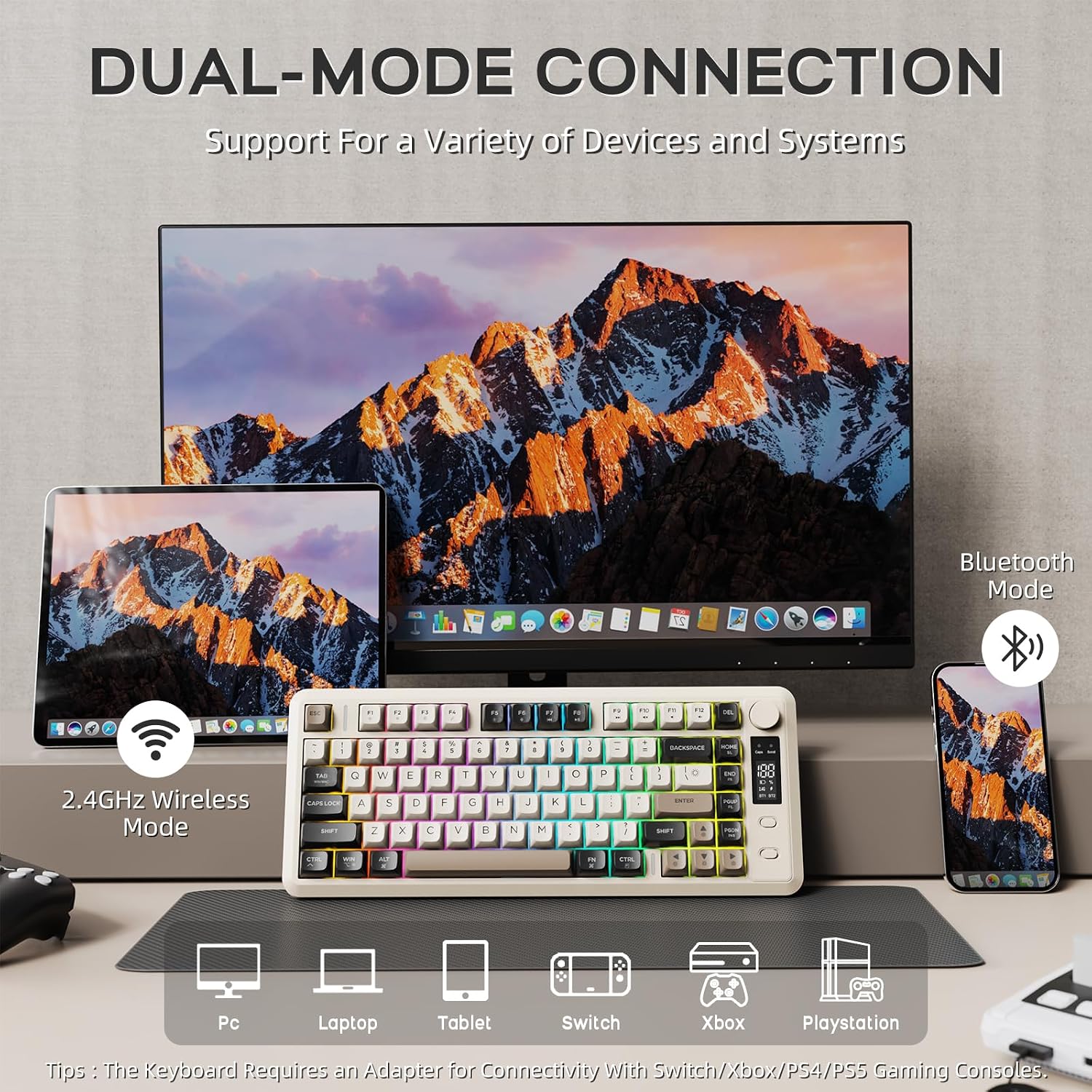 Detalle de ZIYOU LANG M75 Kabellose Gaming-Tastatur 2000 mAh