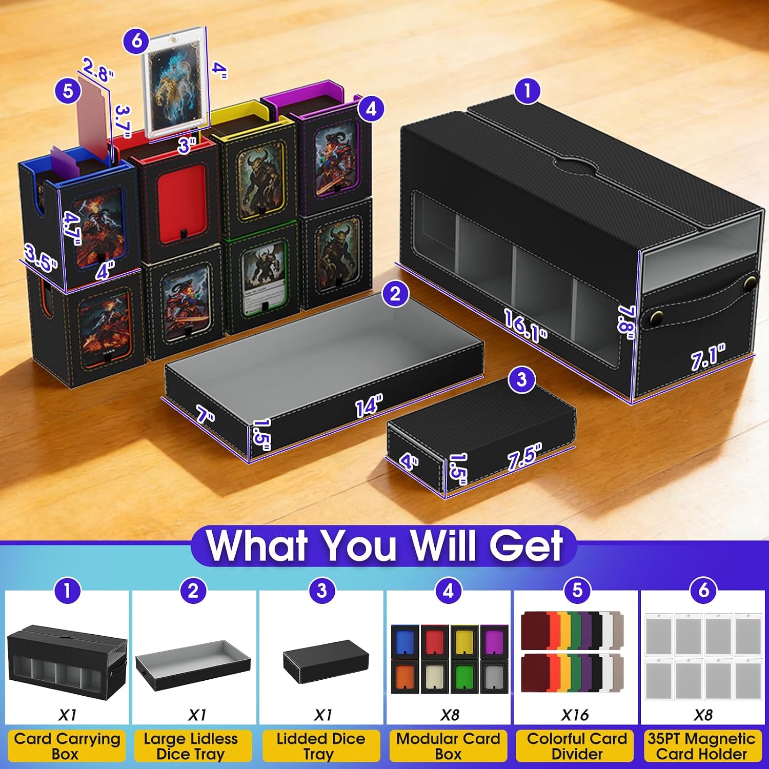 Thumbnail 2 de Cortile MTG Deck Box with Playmat Storage Box — 10-in-1 Modular Organizer for Commander & More
