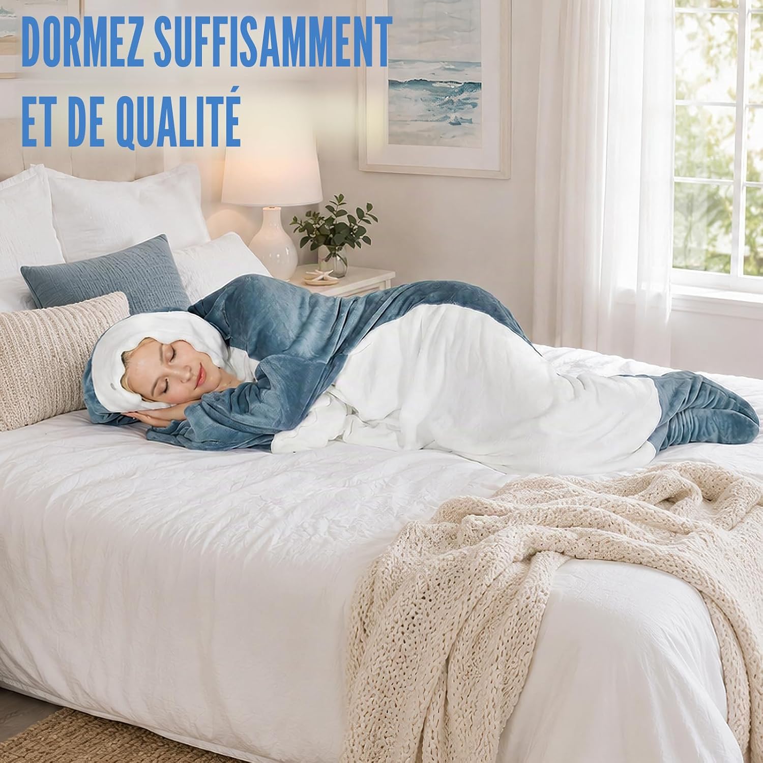 Thumbnail 2 de QUSLLIS Shark Blanket - Couverture de Requin en Flanelle Douce avec Capuche