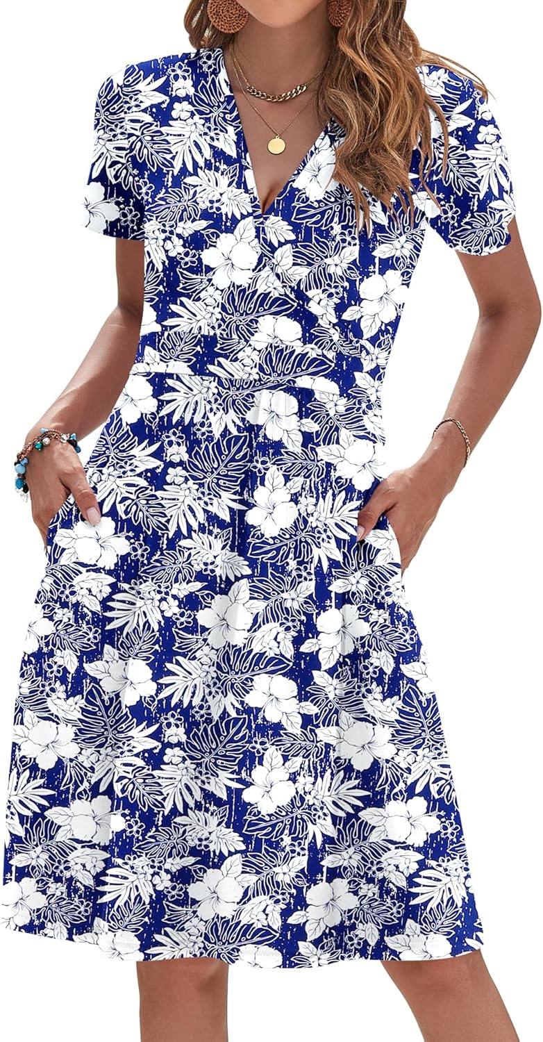 Thumbnail 6 de AUSELILY Womens Summer Dresses 2026 Short Sleeve V Neck Floral Sundress with Pockets