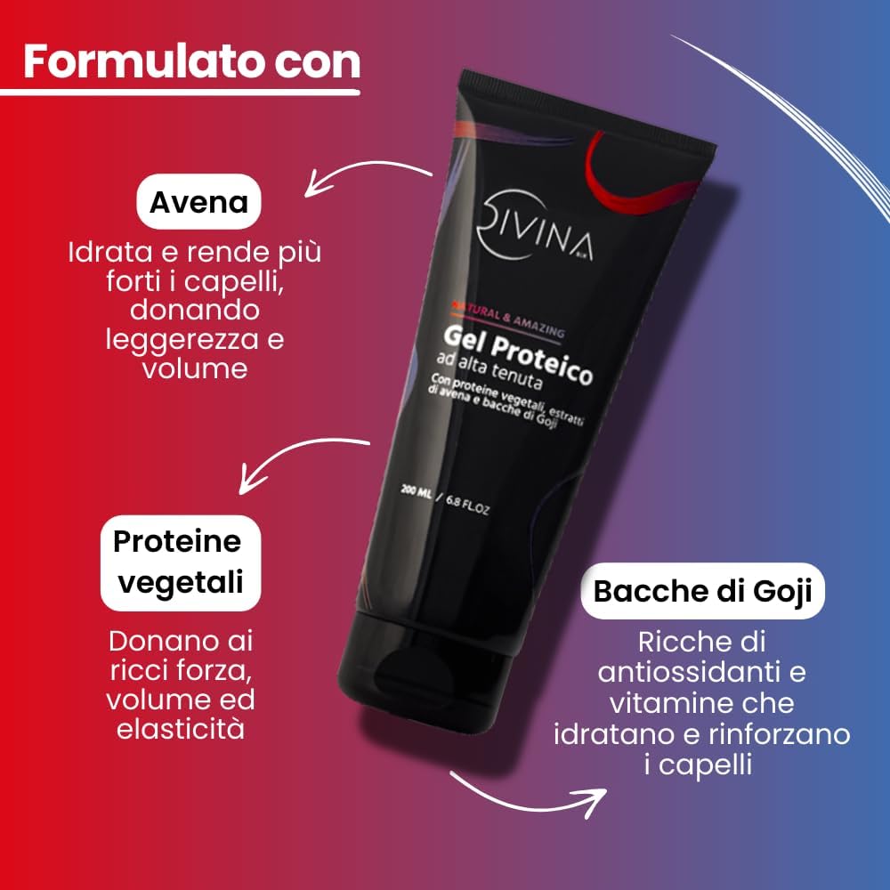 Thumbnail 3 de Gel Proteico Naturale DIVINA BLK per capelli mossi, ricci e afro – Natural&Amazing (200 ml)
