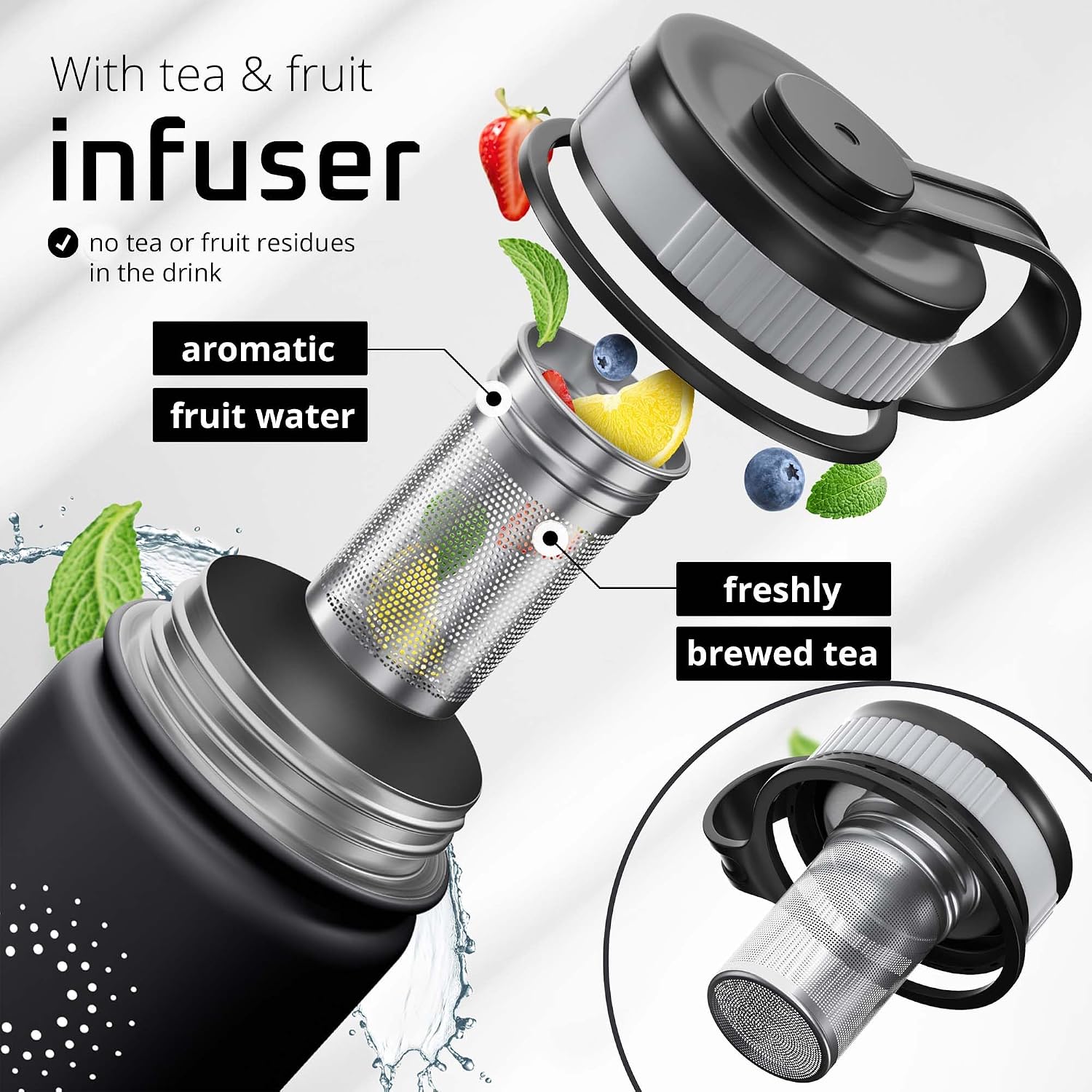 Thumbnail 5 de ACTIVE FLASK stainless steel water bottle with straw and 3 leak-proof lids