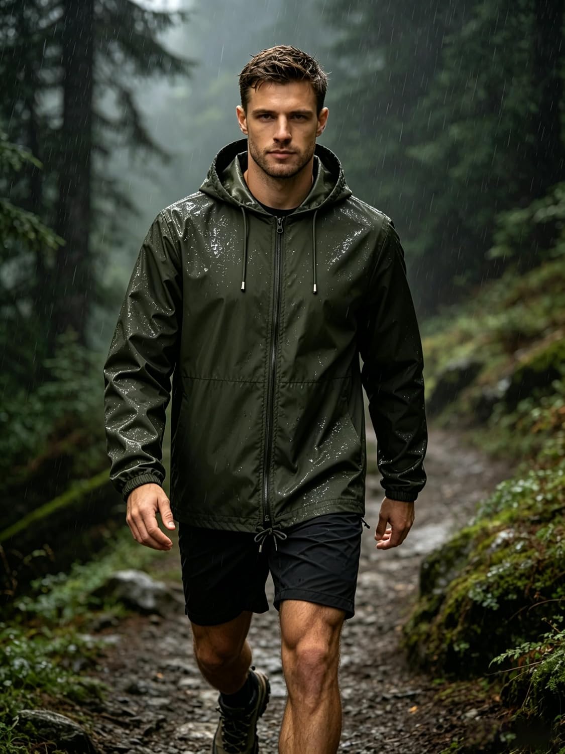 Detalle de Uposiut Men's Rain Jacket, S–5XL
