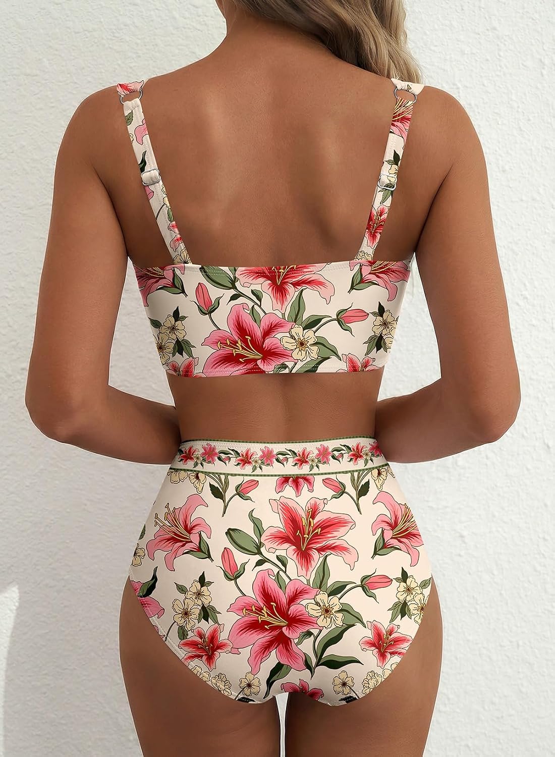 Thumbnail 1 de Herseas Women's 2 Piece U Wire Cutout Bikini Sets Floral Print High Waisted Swimsuit