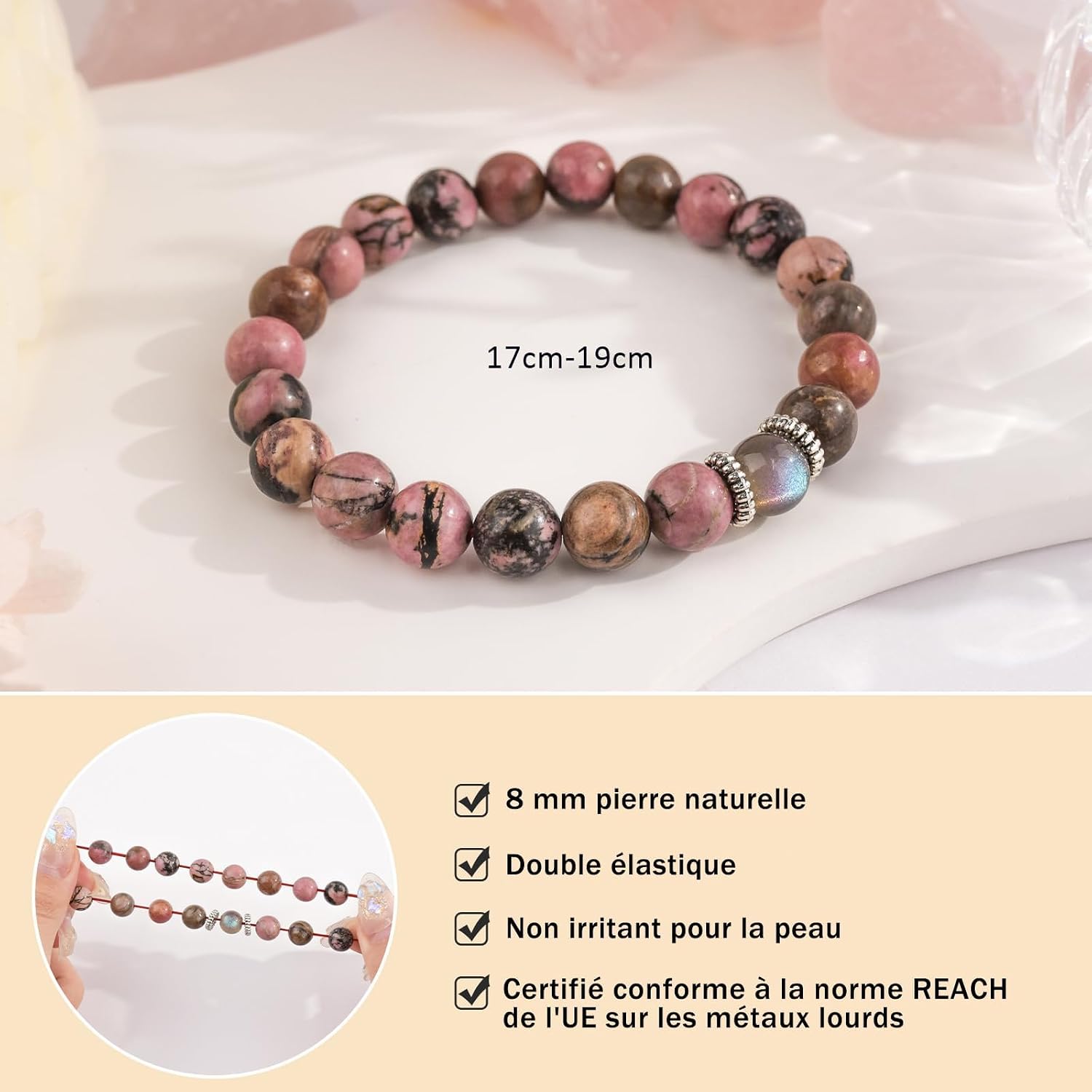 Thumbnail 5 de Lueaurra Bracelet pierres naturelles 17–19 cm 💍