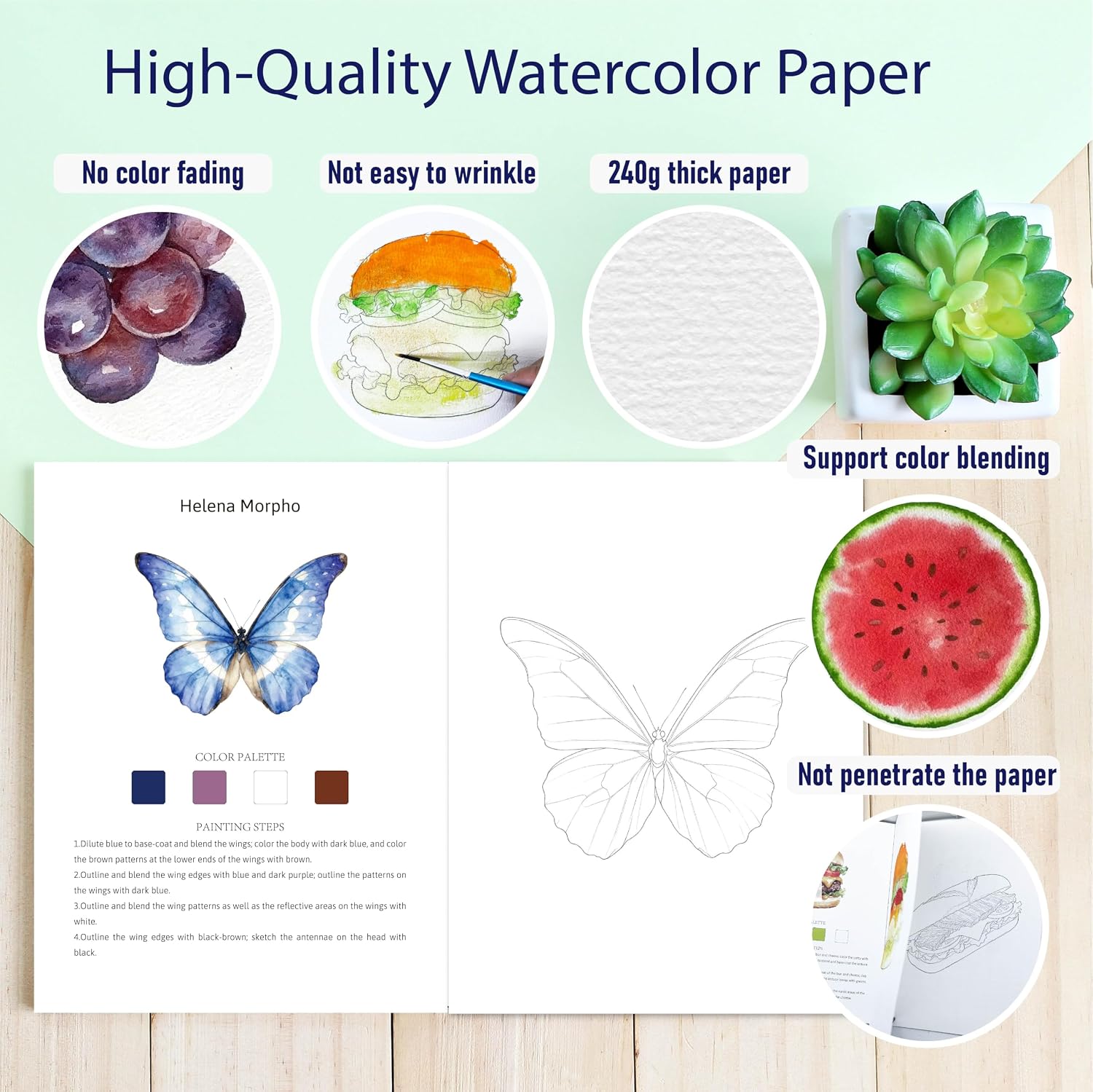 Detalle 2 de CraftyManor Watercolor Workbook Butterfly