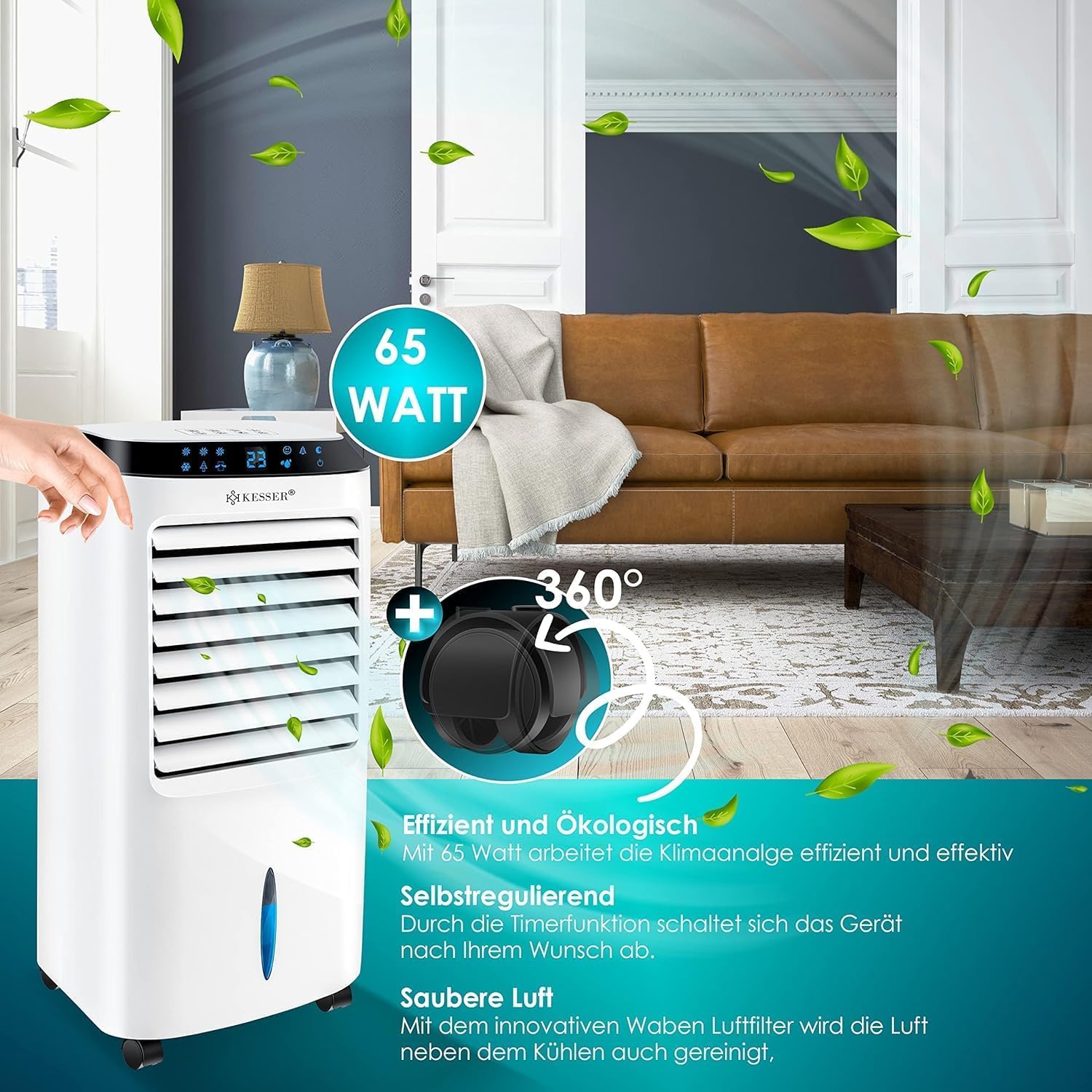 Detalle de KESSER® Mobile Klimaanlage 4in1 Luftkühler – vielseitig, flexibel und ohne Abluftschlauch