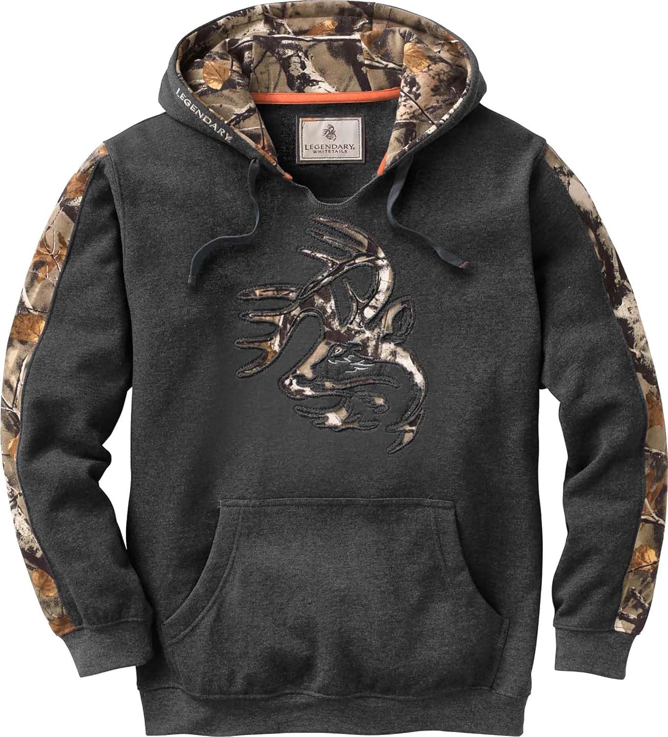 Detalle de Legendary Whitetails Camo Outfitter Hoodie – męska bluza z kapturem i kieszenią kangurką