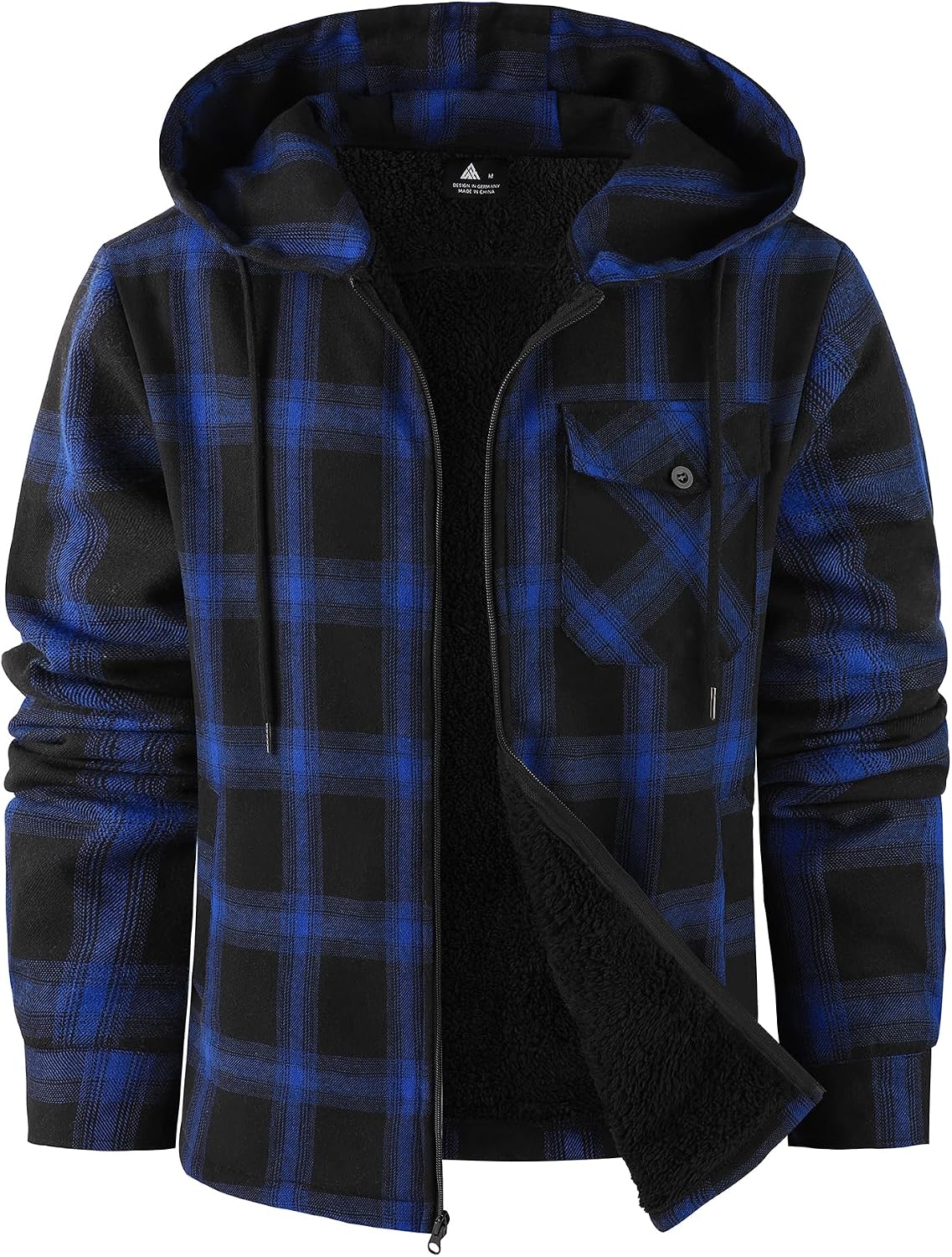 Detalle de V VALANCH Men's Sherpa-Lined Flannel Jacket