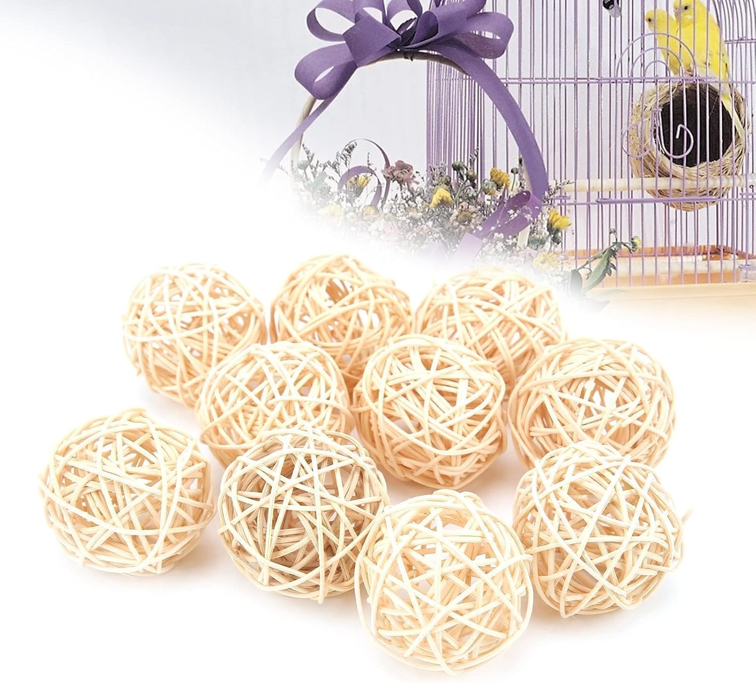Thumbnail 6 de Hztyyier 10Pcs Rattan Balls for Paro t Parakeet Budgie Cockatoo – Natural Chewing Toys