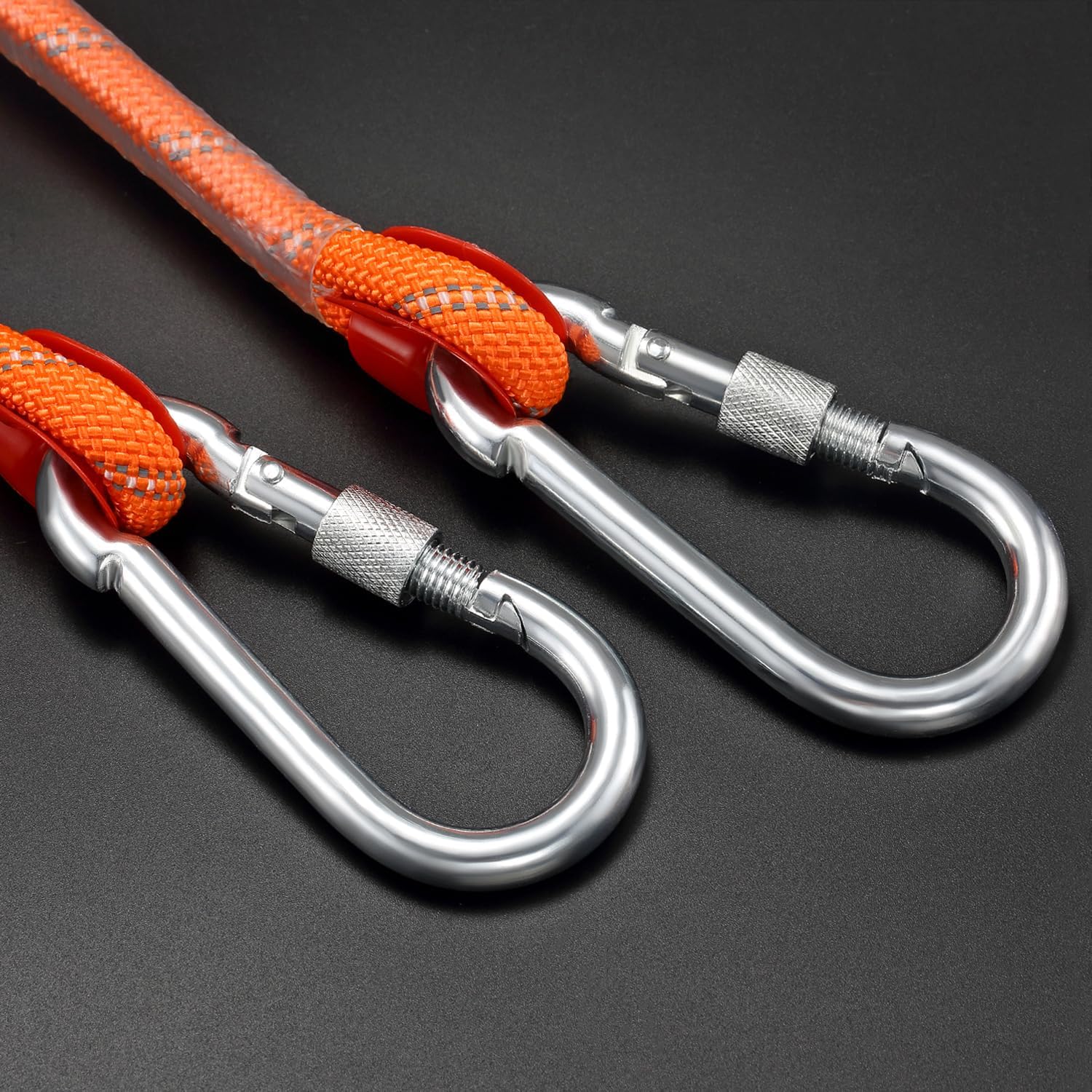 Thumbnail 2 de NorthPada statisches Outdoor-Kletterseil 10 mm x 10 m (Nylon/Ployester), orange reflektierend, inkl. Haken & Karabiner