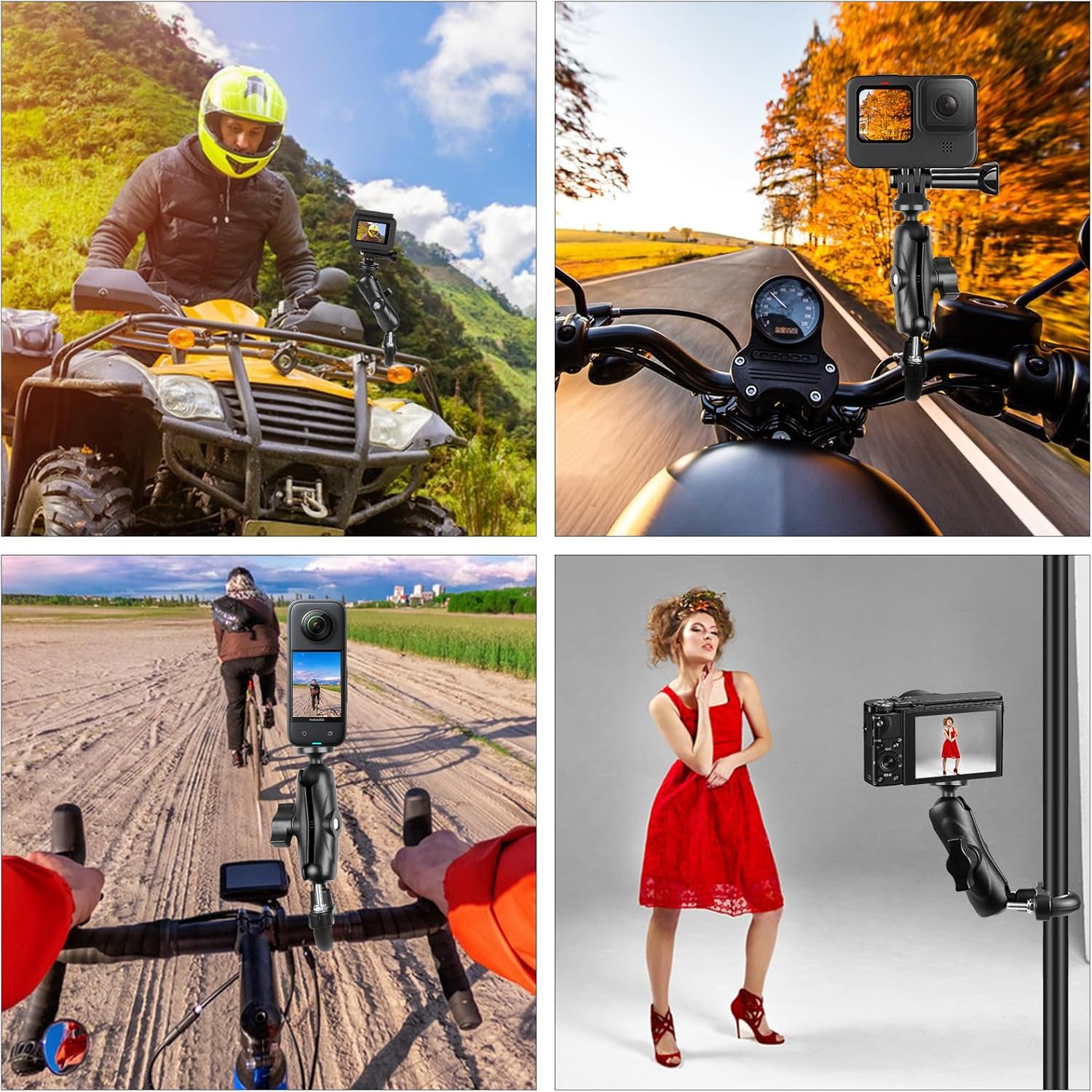 Thumbnail 5 de PULUZ Motorcycle Action Camera Handlebar Fixed Mount with 360° Rotatable Holder for Insta360 X4/X3/Go 3 and GoPro