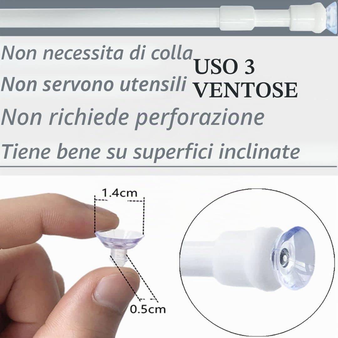 Thumbnail 4 de 2 unità aste per tende a pressione estendibile 30–45 cm, fissaggio senza foratura