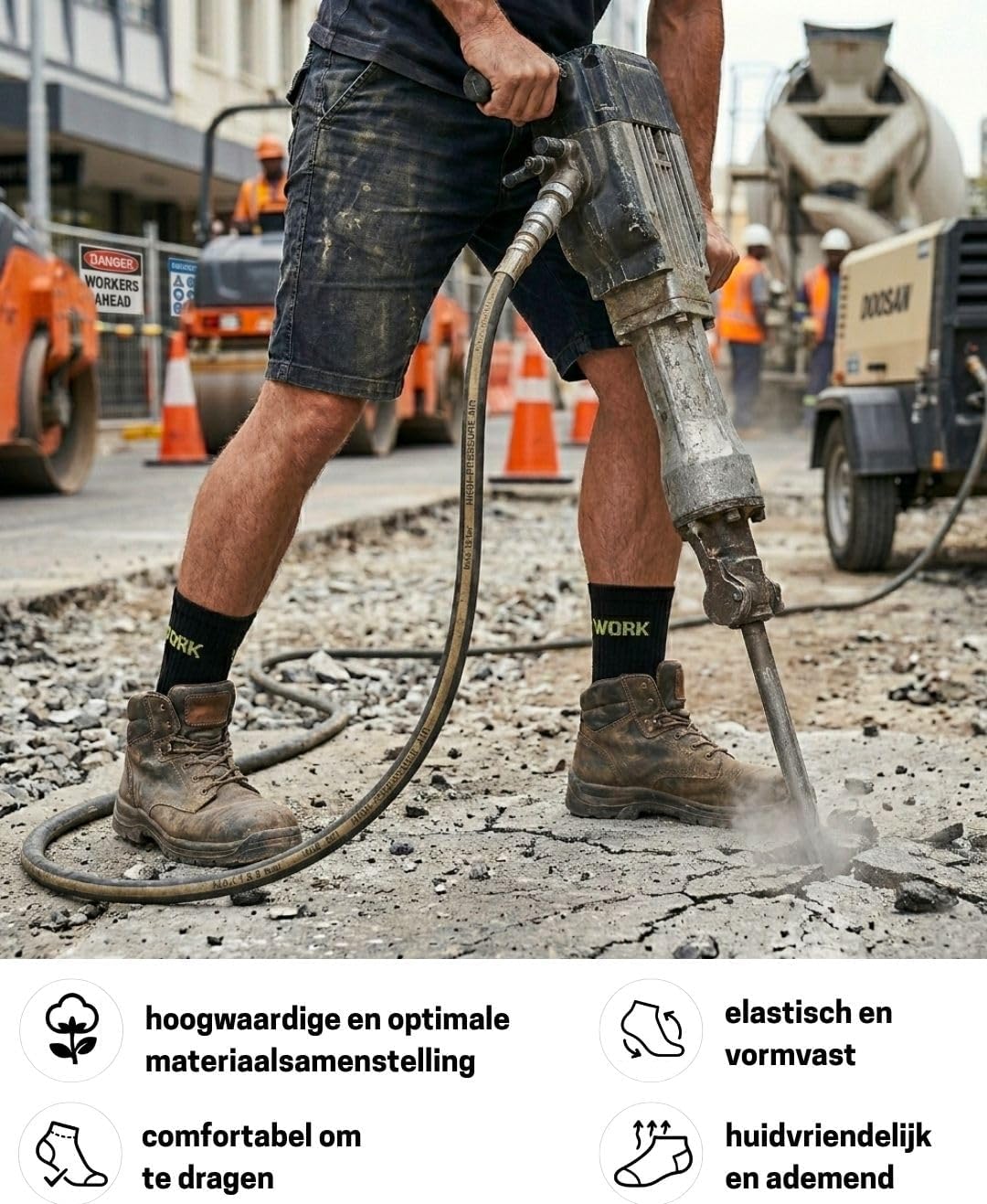 Detalle 1 de 10 Paar Werksokken Heren WORK Socks, katoenen sokken voor werkdagen