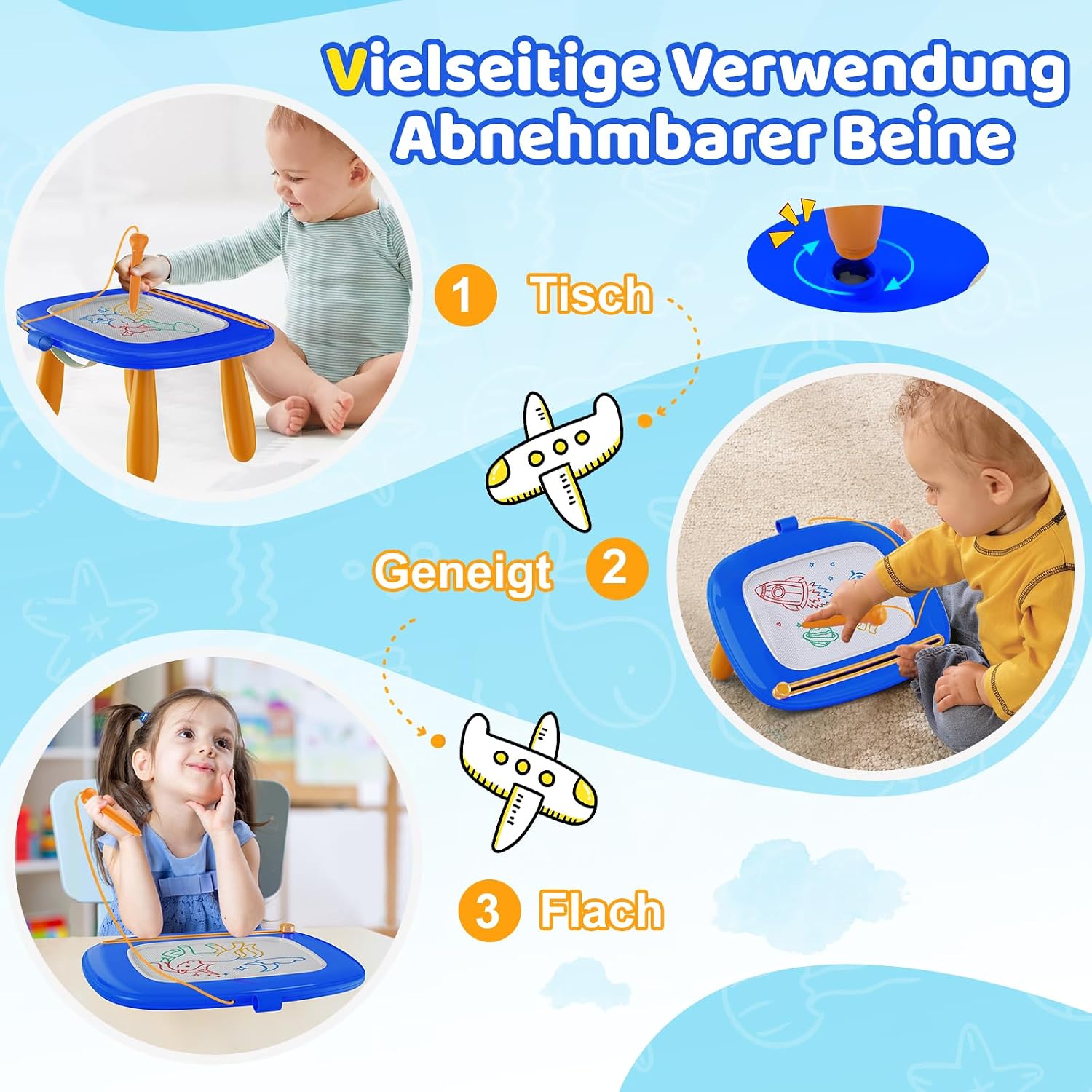 Detalle de Kikidex Magnetische Zaubertafel für Kleinkinder (1–3 Jahre) – Dunkelblau