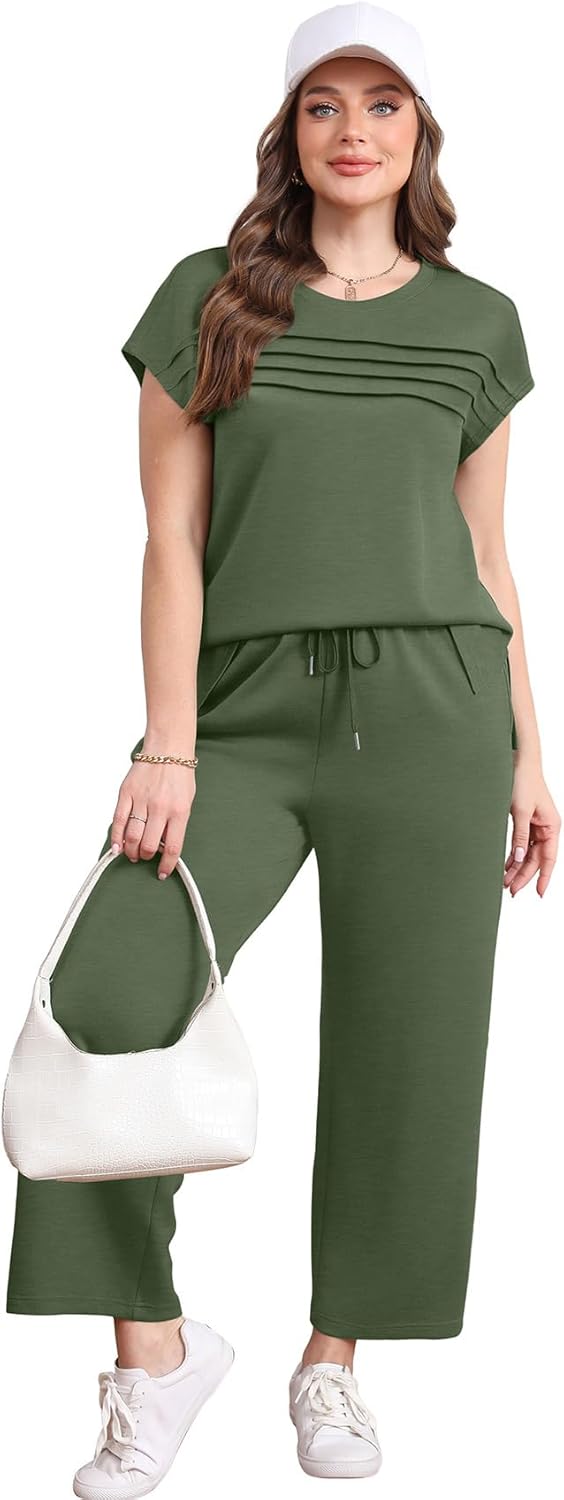 Thumbnail 2 de WIHOLL Two-Piece Women’s Cap Sleeve Lounge Set with Wide-Leg Pants