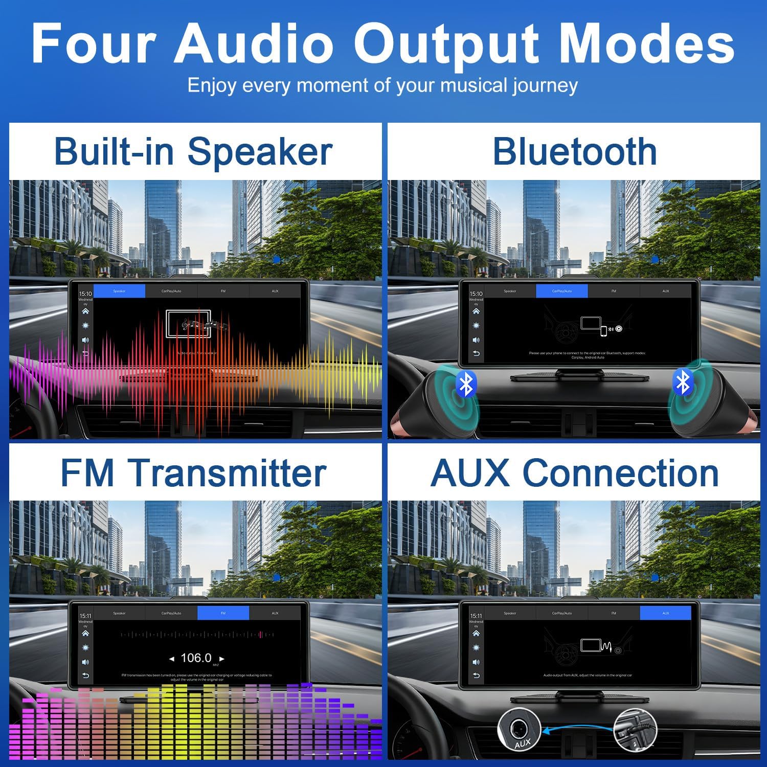 Thumbnail 4 de 10.26-Inch Wireless CarPlay Screen with 4K Dash Cam and Dual Camera System