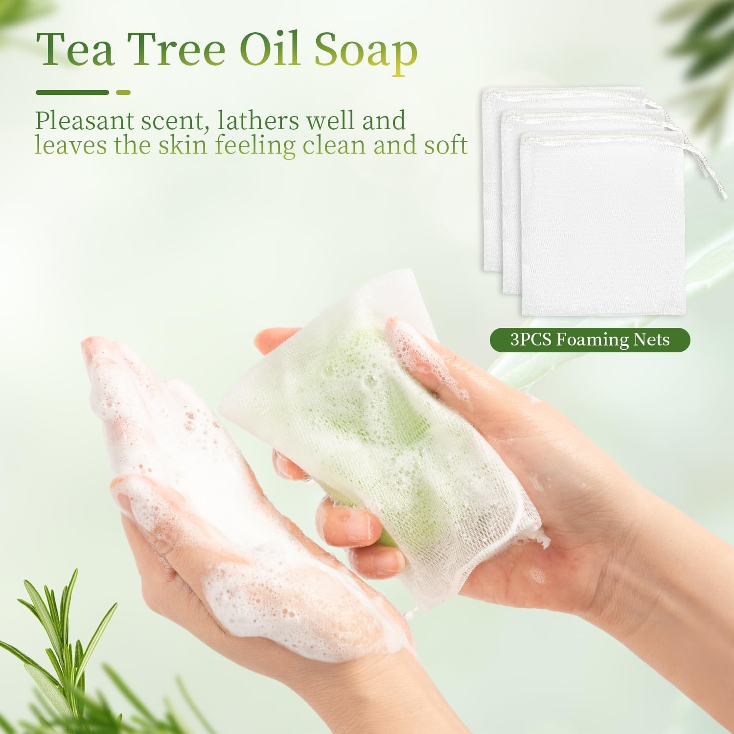 Thumbnail 5 de YIREG Tea Tree Soap 3-Pack, 100 g Bars for Face, Body & Hands