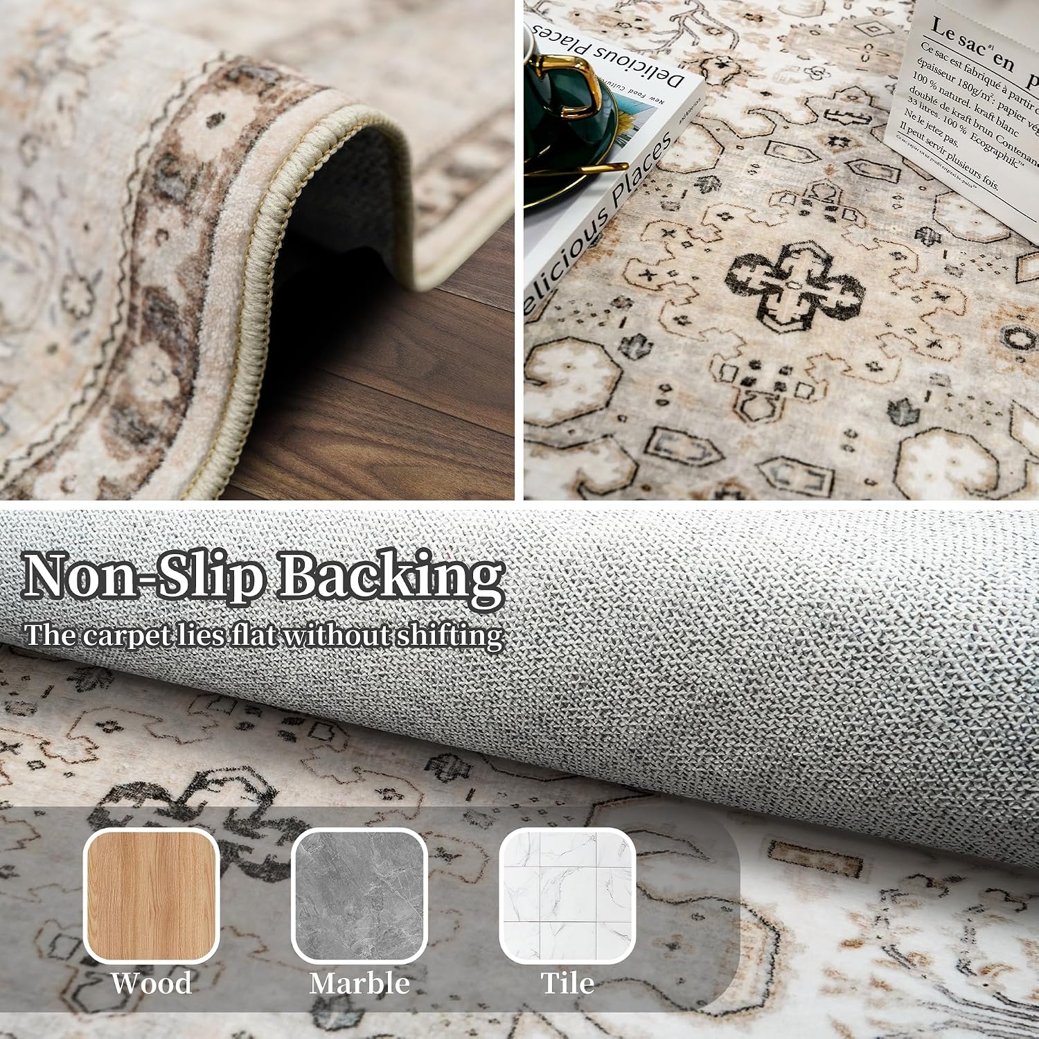Detalle 2 de Washable Area Rug, 4' Square