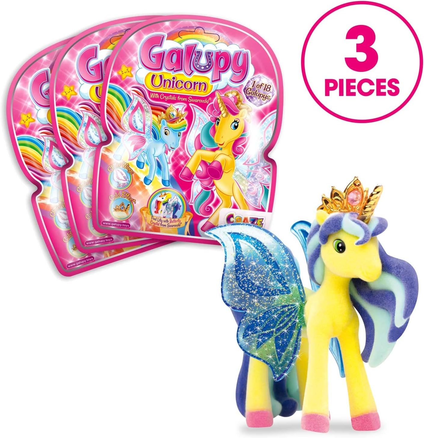 Thumbnail 1 de CRAZE GALUPY Einhorn 3er Pack (27738) – Sammelfiguren mit Glitzerflügeln & Kristall