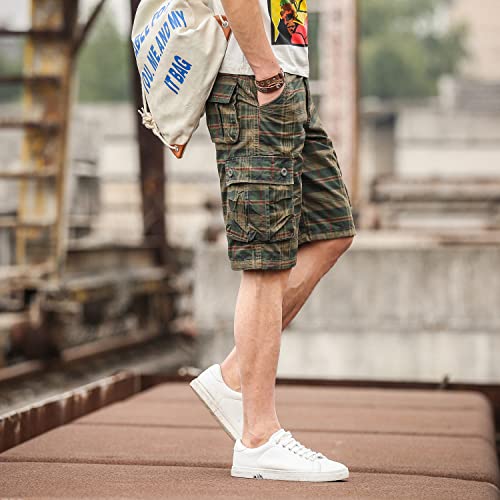 Detalle 2 de iCKER Mens Multi-Pocket Cotton Shorts Camouflage Cargo Shorts – Loose Fit