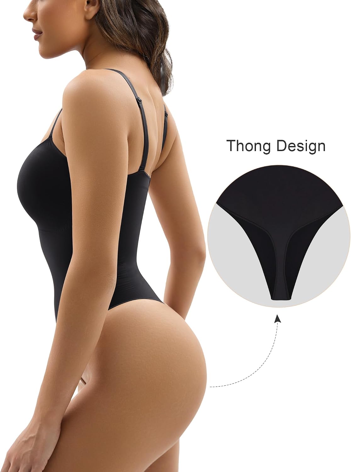 Detalle de YIANNA Shapewear for Women: Tummy Control Seamless Bodysuit with Open Crotch