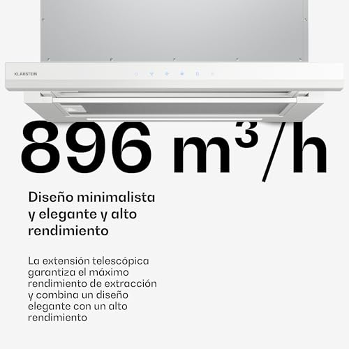 Detalle de Klarstein Velaire campana extractora integrada 60 cm (896 m³/h) con control táctil y LED, blanco