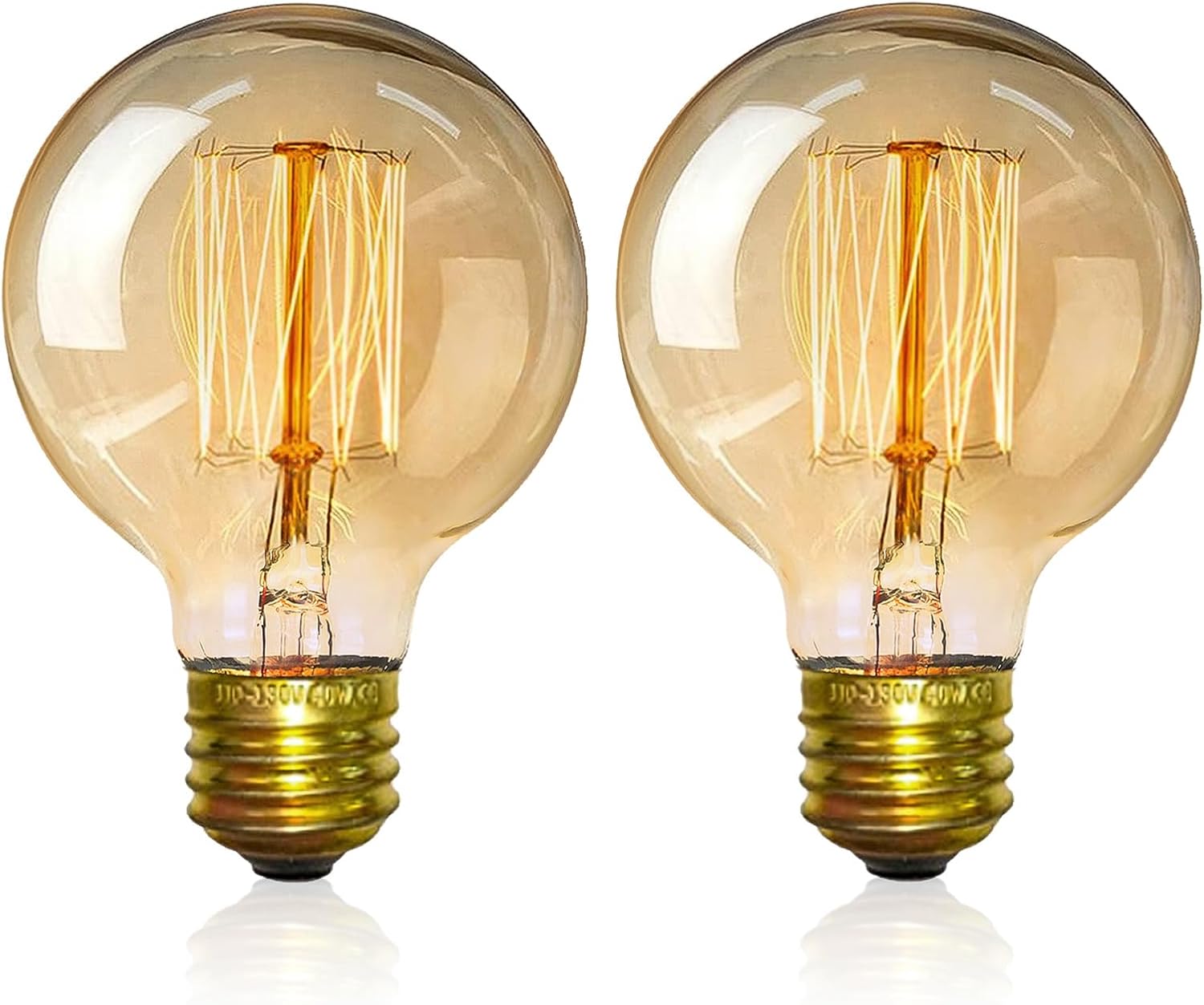 Thumbnail 6 de EYLM Vintage Edison Light Bulbs, Dimmable 4 Pack – 40W G80 E27 220V, 2300K Warm Amber Filament Bulbs