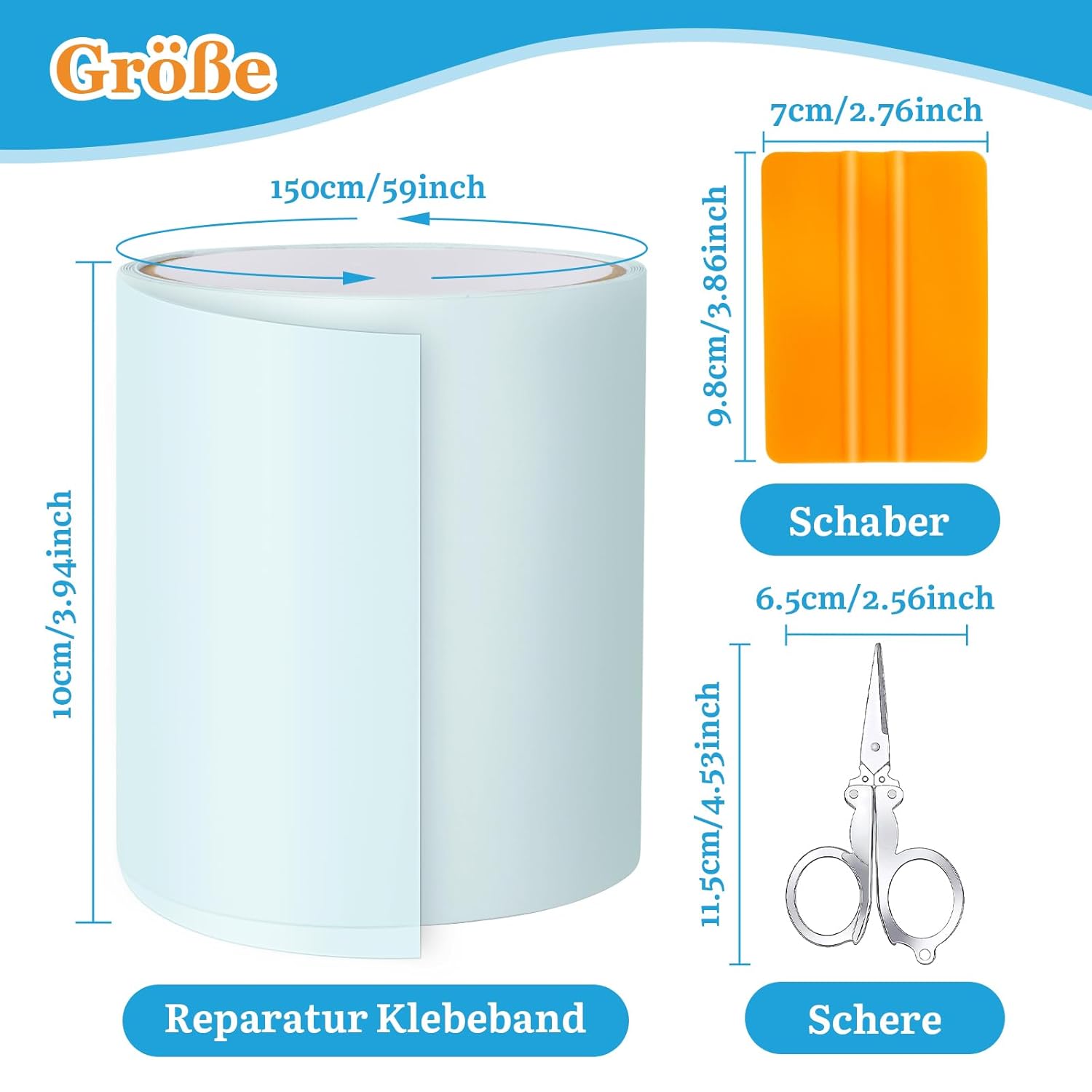 Detalle 2 de Hymarvo Pool Reparaturset Unterwasser: 10x150 cm selbstklebende PVC-Flicken für Poolfolie & Schlauchboote