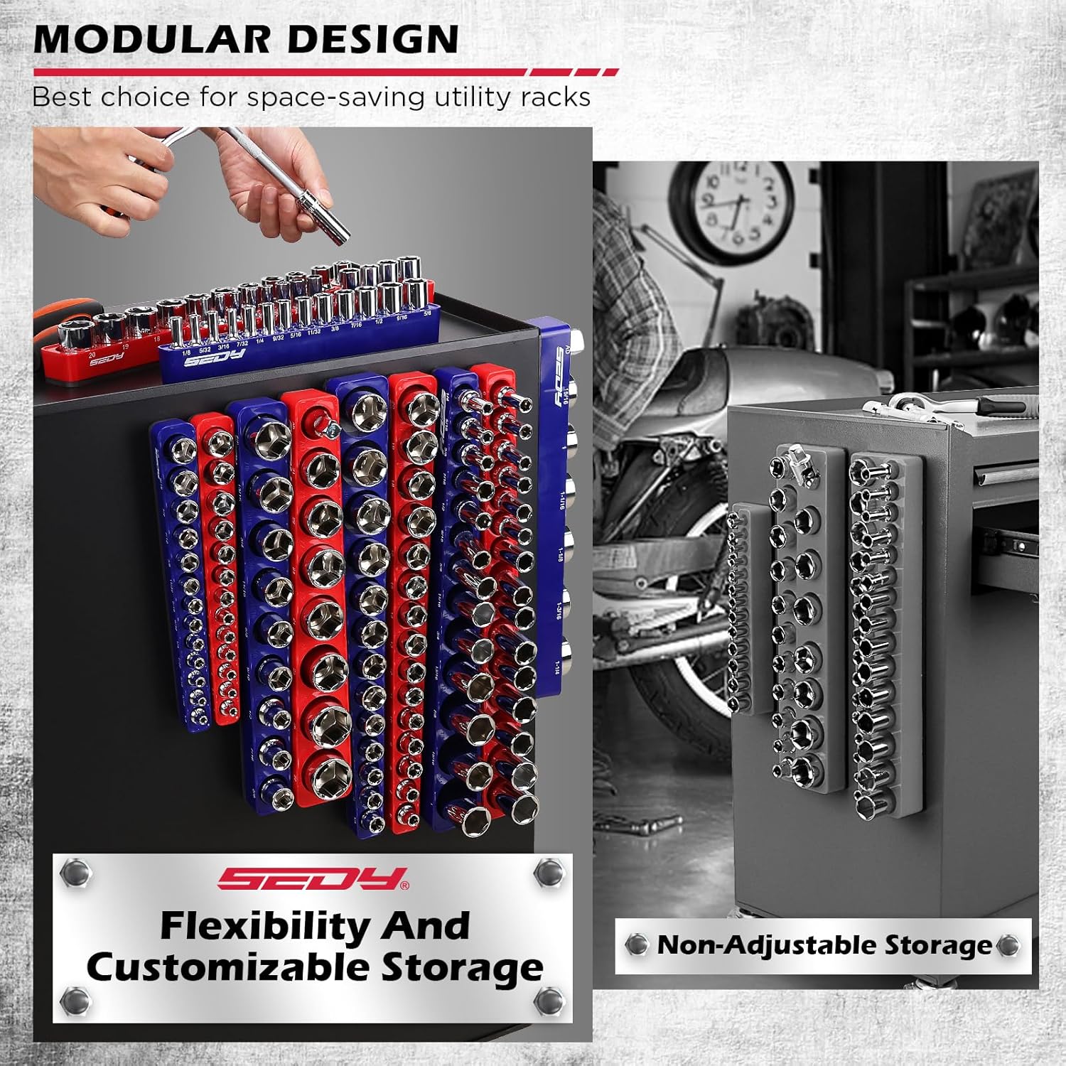 Detalle de SEDY 12-Piece Magnetic Socket Organizer Set 143