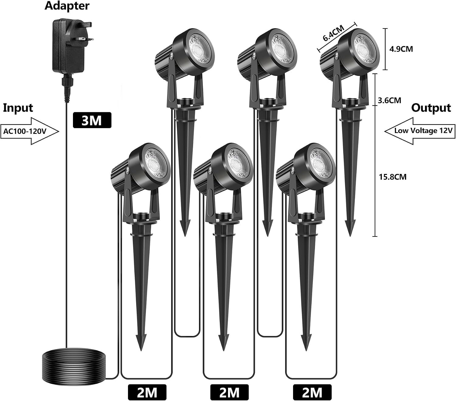 Detalle 2 de NATPOW Garden Lights 6000K LED Spotlight ⌁